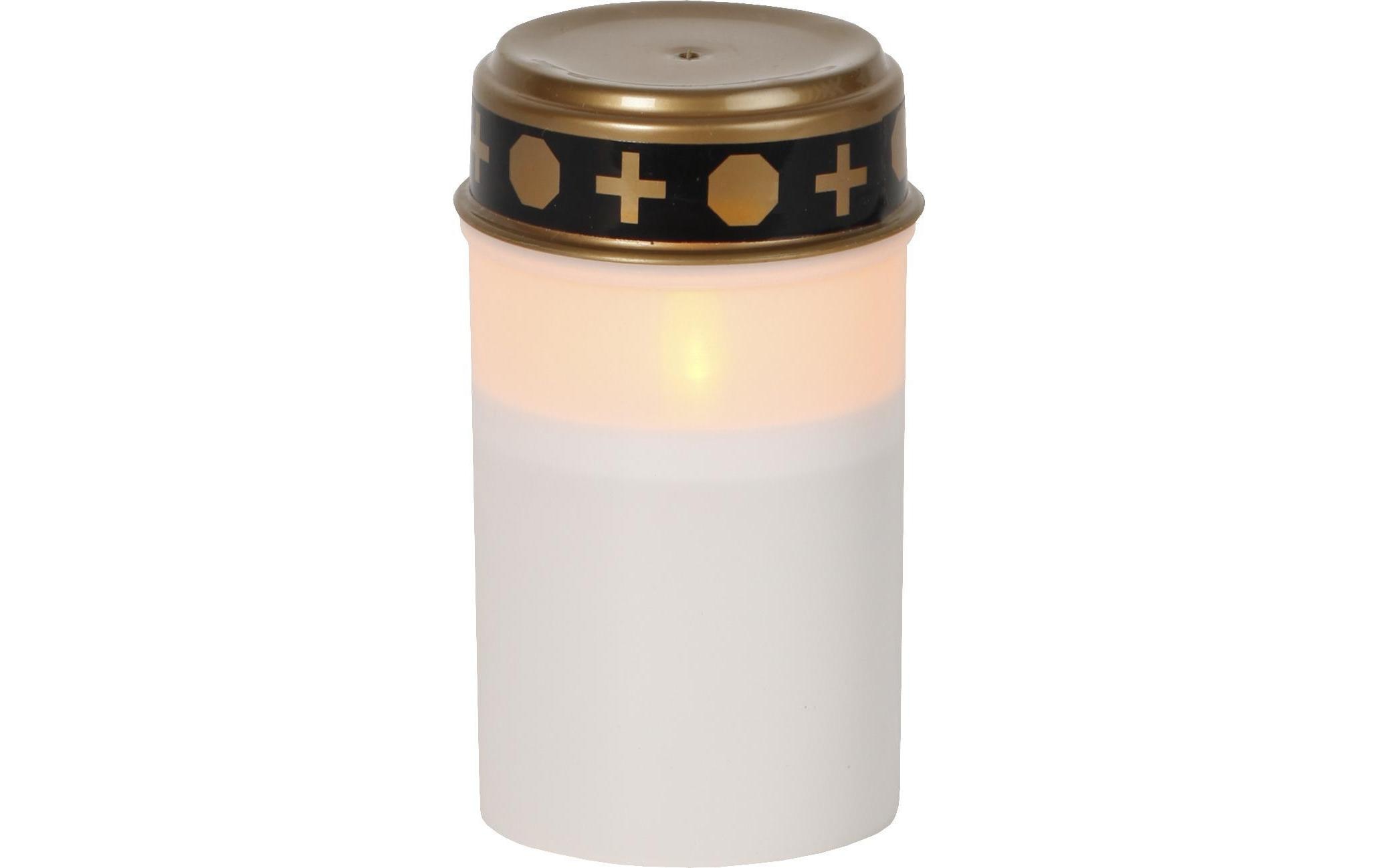 Star Trading LED Grabkerze Serene Ø 7 x 12 cm, Weiss – LED-Grabkerze mit Timer für aussen von Star Trading
