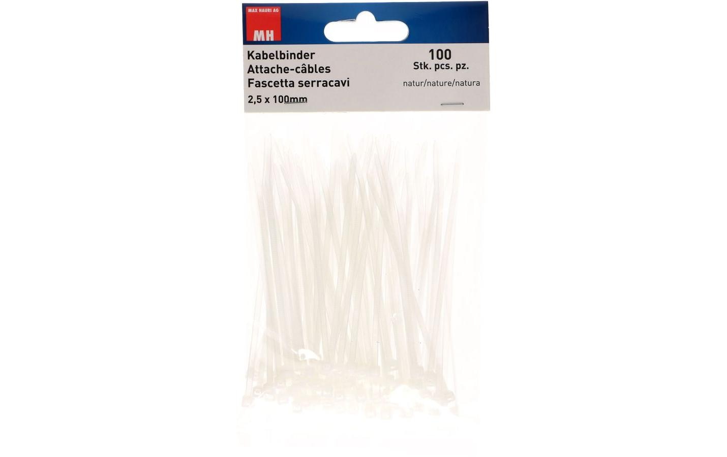 Max Hauri Kabelbinder 100 Stück Nature 100 mm x 2.5 mm – Kabelbinder von Max Hauri