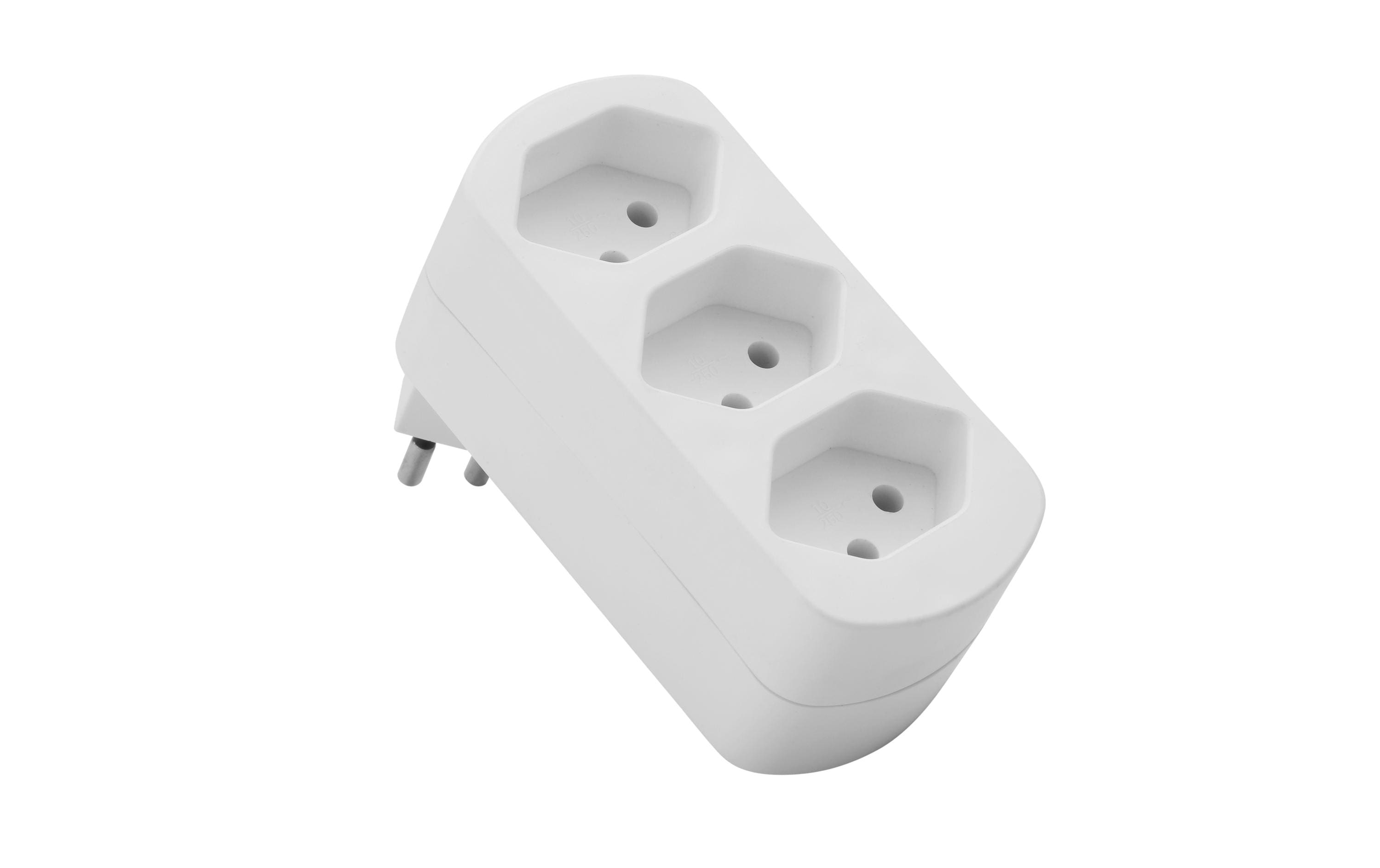 Schönenberger Abzweigstecker drehbar 3xT13 weiss 270° drehbar (offen) – Mehrfachstecker von Schönenberger