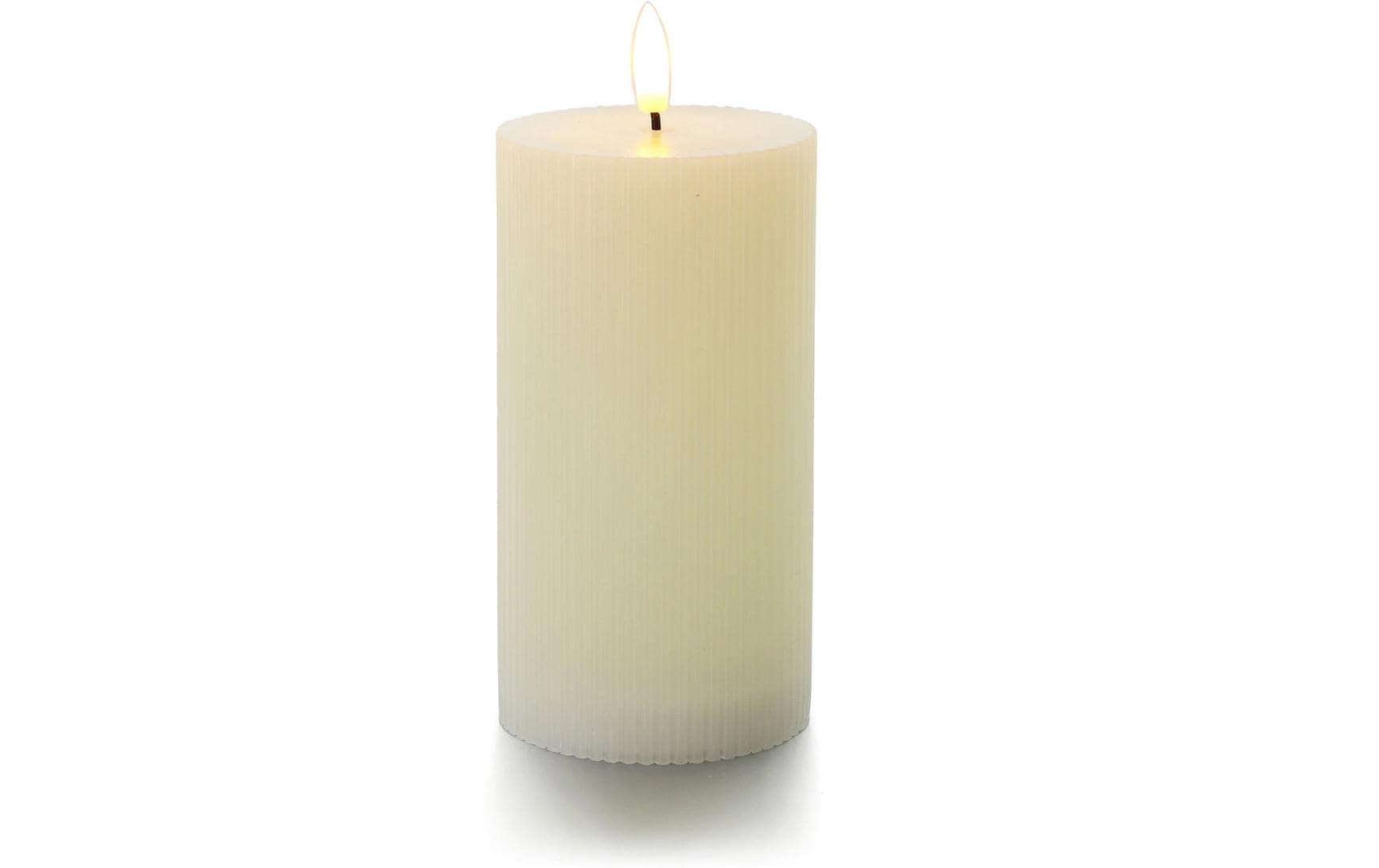 balthasar LED Zylinderkerze Rillen, Creme – LED-Kerze mit Timer von balthasar