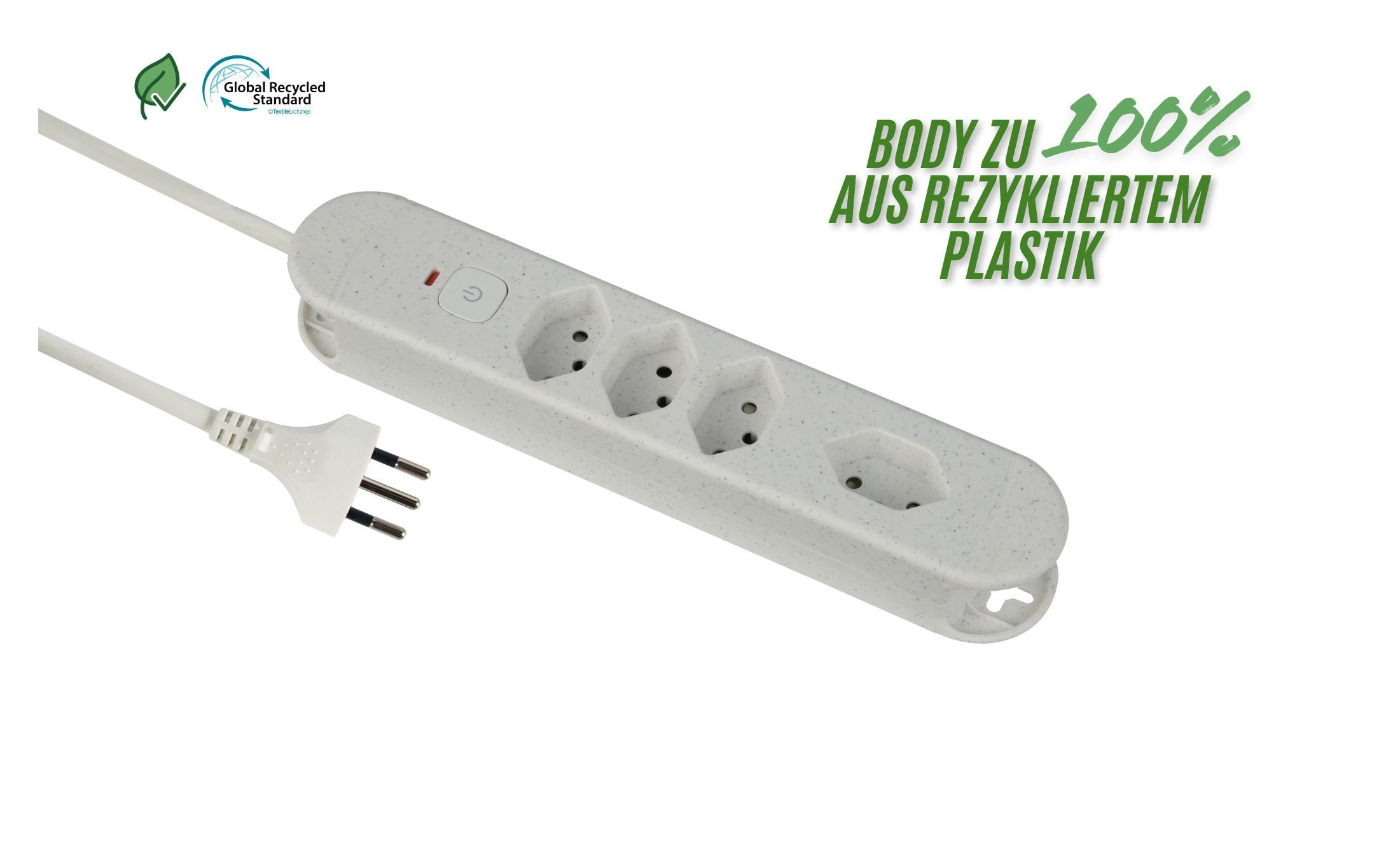 Schönenberger Steckdosenleiste Re:Life 4x T13., 1.8m Kabel, weiss – Steckerleiste von Schönenberger