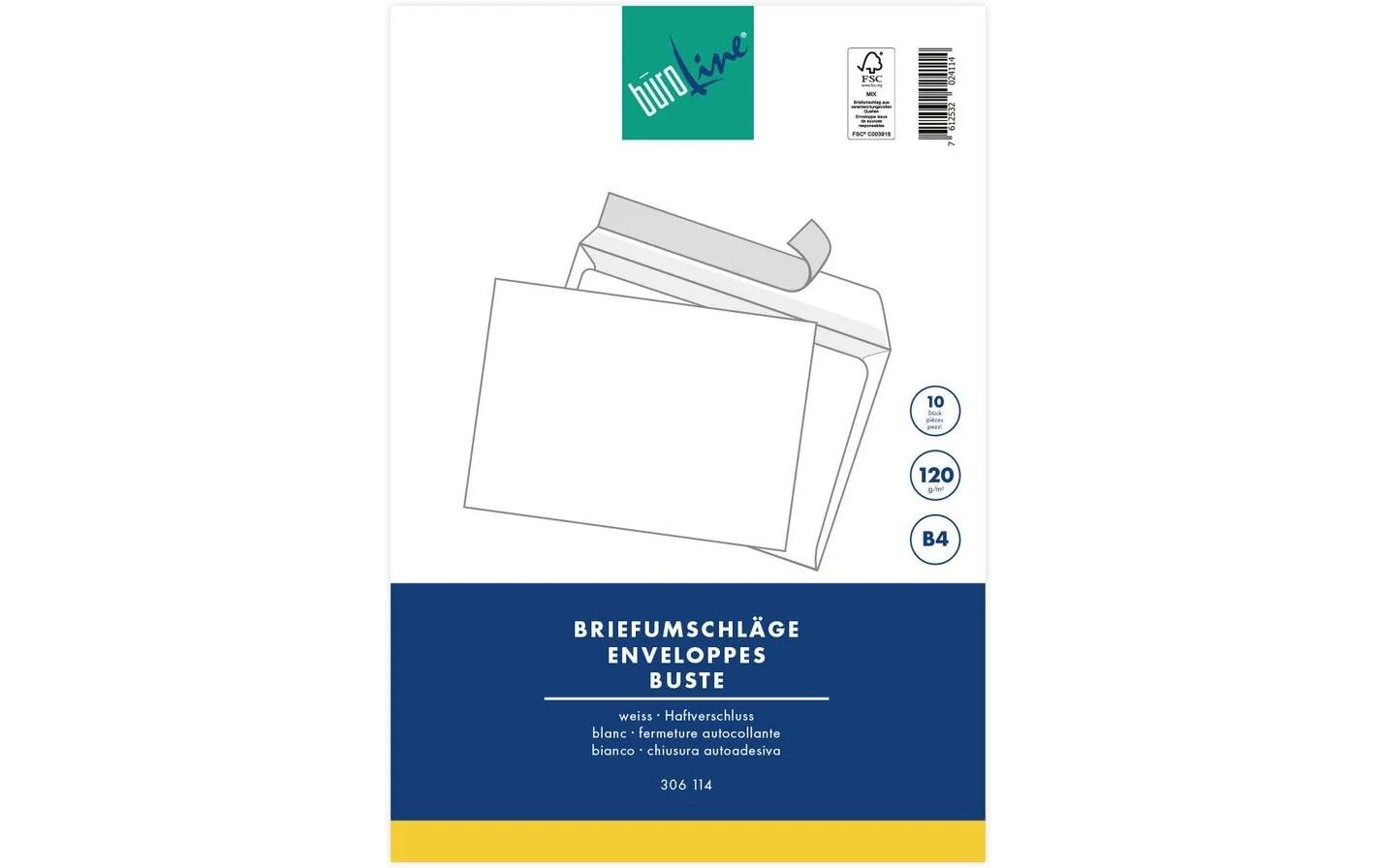 Büroline Couvert B4 Blister Weiss, 10 Stück – Couvert von Büroline