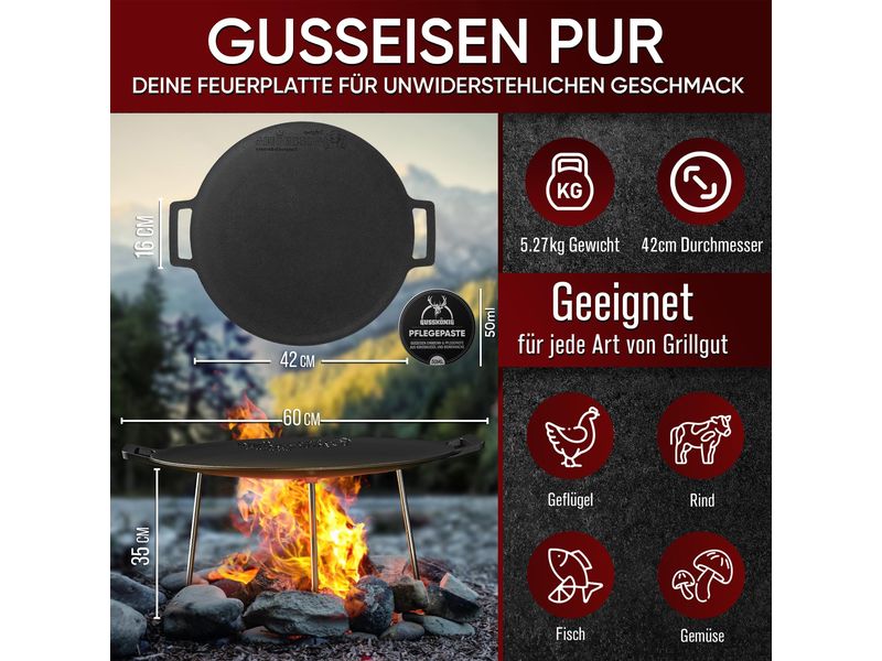 Eingebrannter runde Grillplatte 42cm