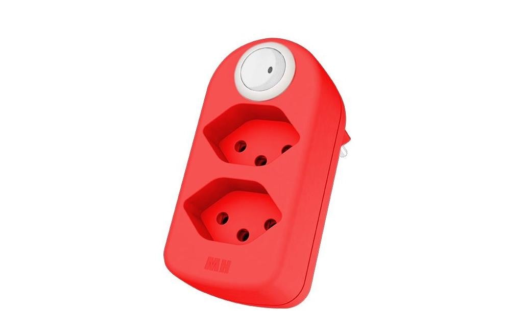 Max Hauri Mehrfachstecker maxAdapt BS, 2 x T13, mit Schalter, Rot – Mehrfachstecker von Max Hauri