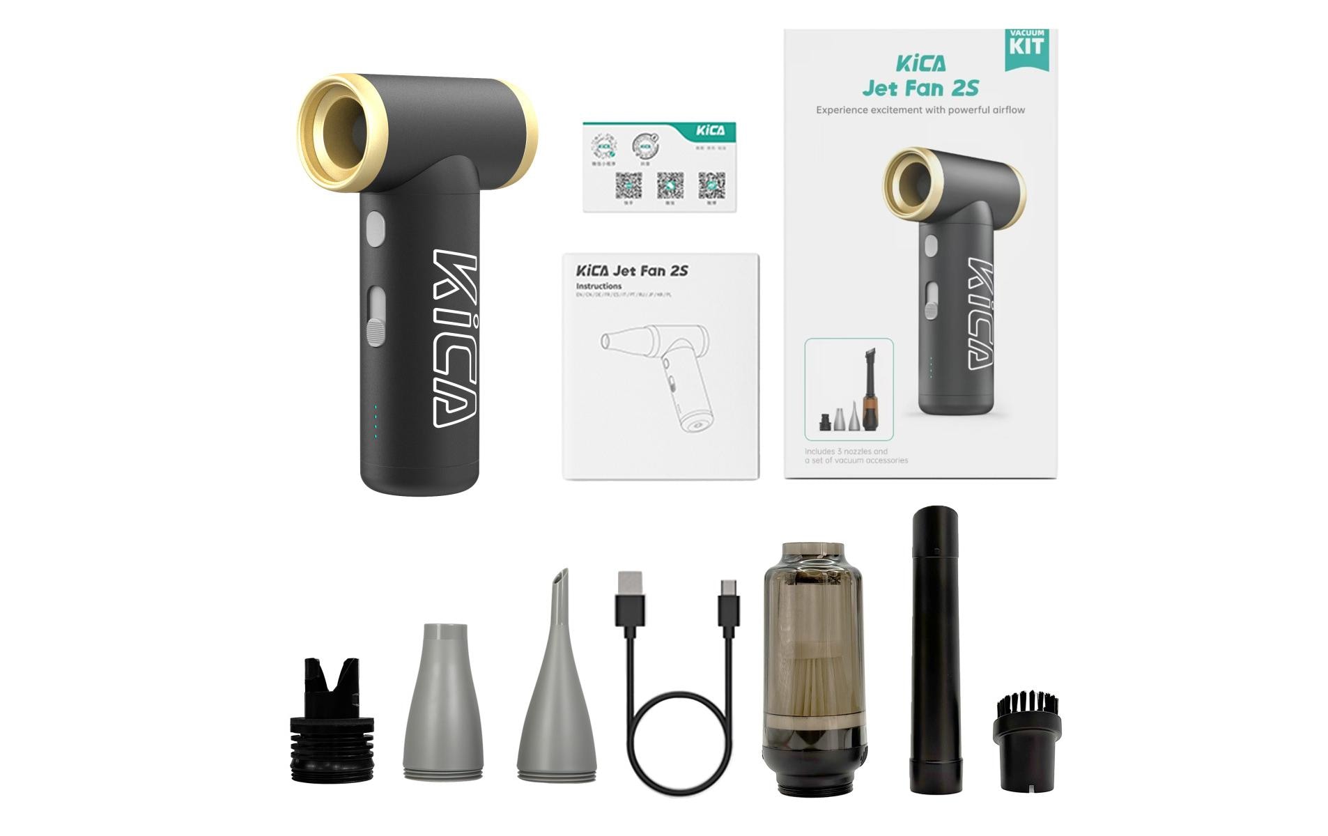 KiCA Jet Fan 2S Vacuum Kit mit Staubsaugadapter Schwarz