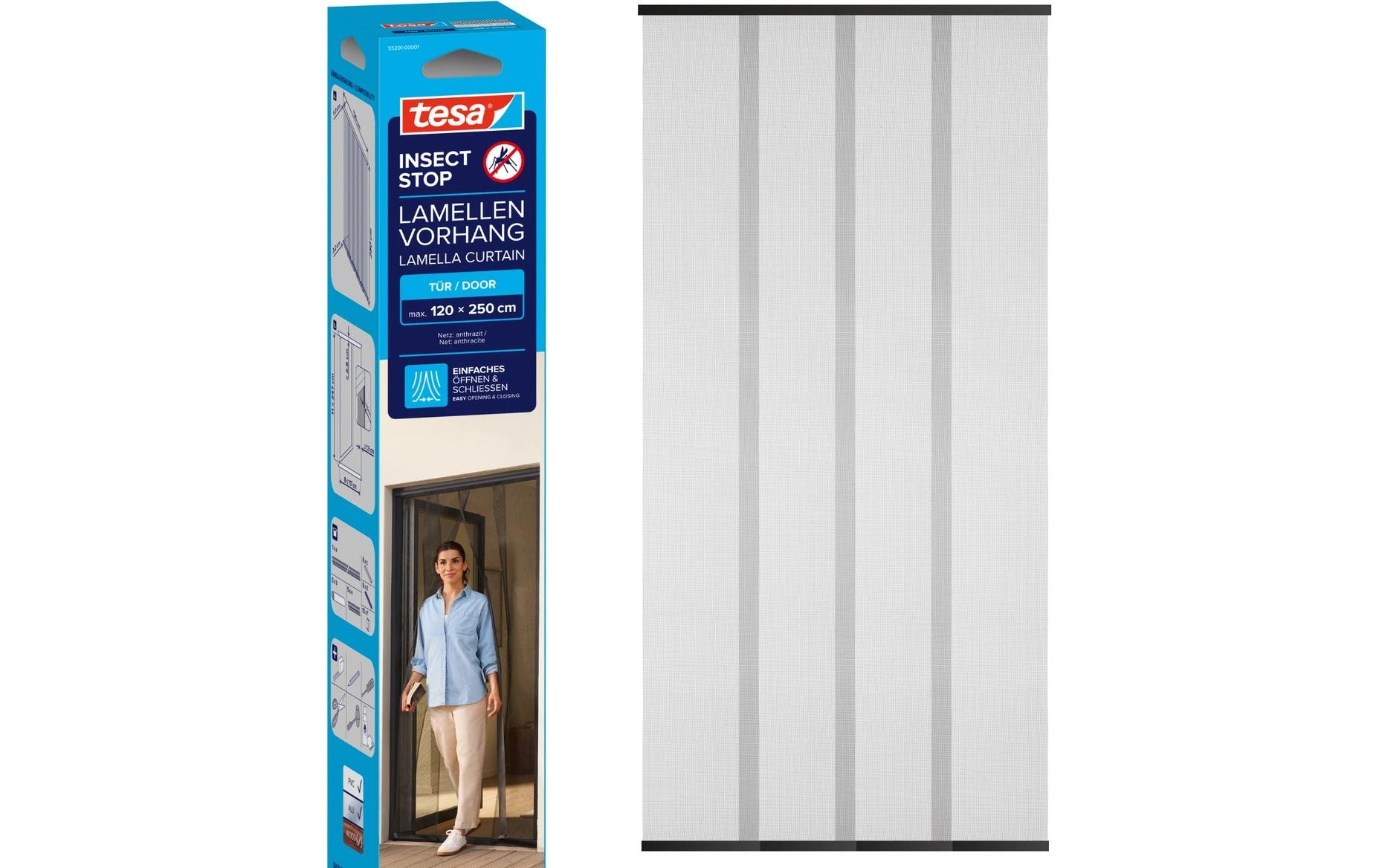 tesa Fliegengitter Insect Stop Lamellentür Standard, 1.2 x 2.5 m