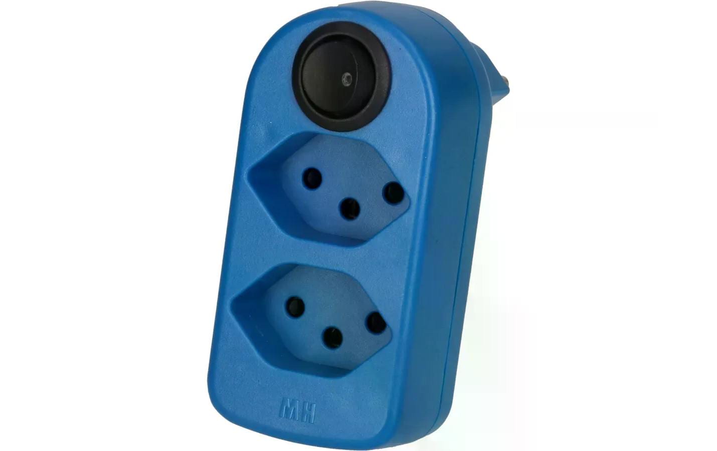 Max Hauri Mehrfachstecker maxAdapt BS, 2 x T13, mit Schalter, Blau – Mehrfachstecker von Max Hauri