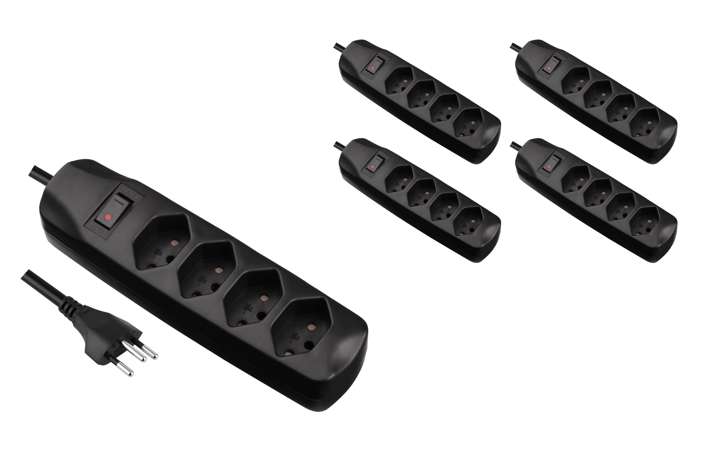 FURBER.power Steckdosenleiste 4x T13 mit Schalter, 5 Stück – Steckerleiste von FURBER.power