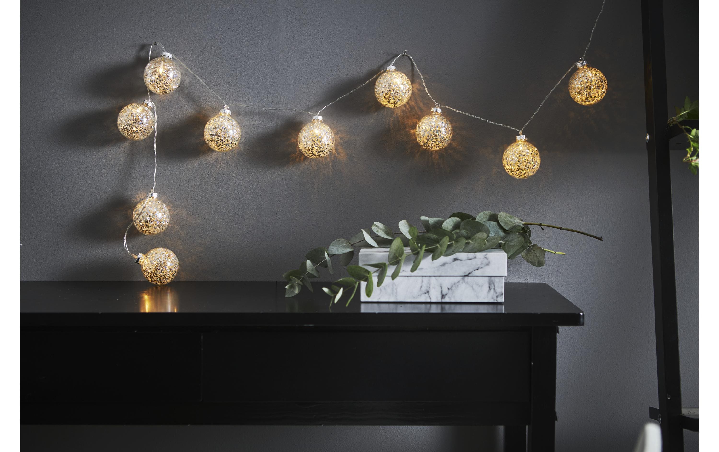 Star Trading LED-Lichterkette Glitter, Silber 10 Lampen – Lichterkette batteriebetrieben von Star Trading
