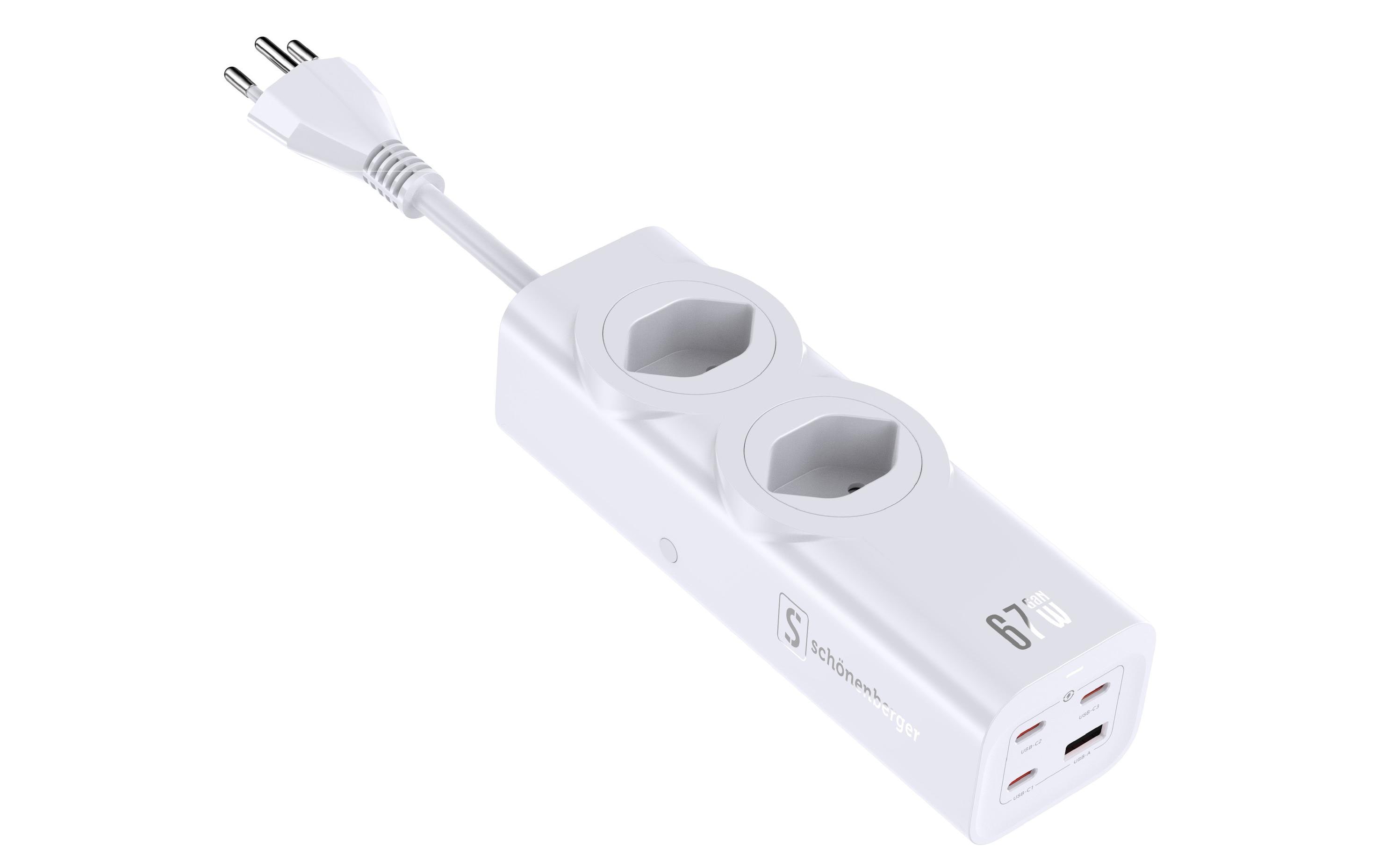 Schönenberger Steckdosenleiste 67W GaN Fast Charging Station Weiss – Steckerleiste von Schönenberger