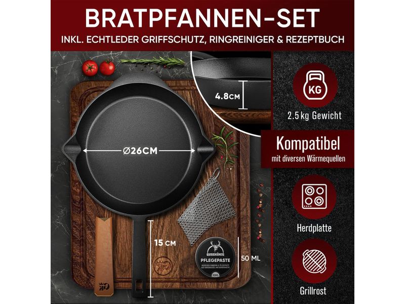 Bratpfanne 26 cm mit Ledergriff