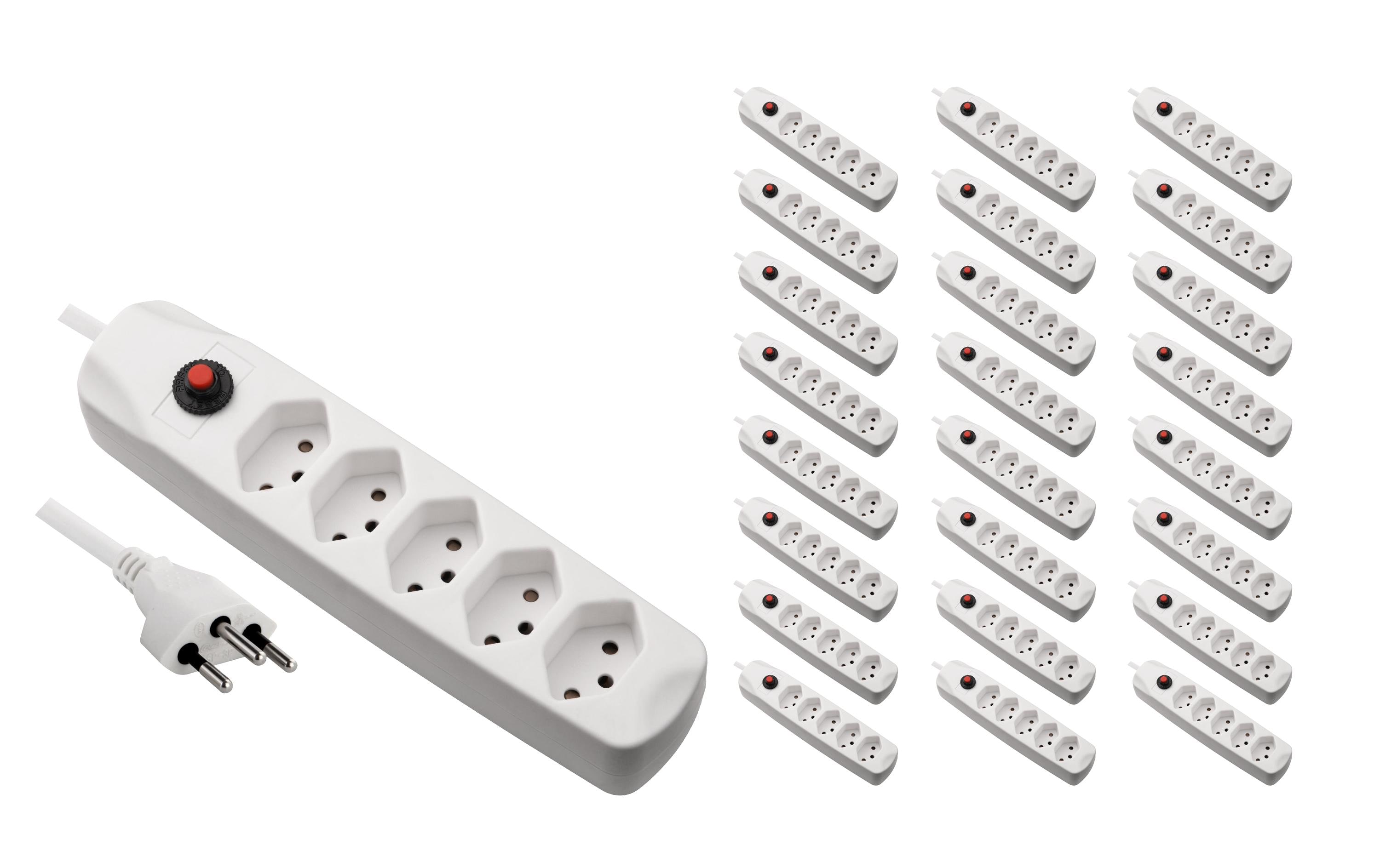 FURBER.power Steckdosenleiste mit Überlastschutz 5x T13, 5 Stück, Weiss – Steckerleiste von FURBER.power