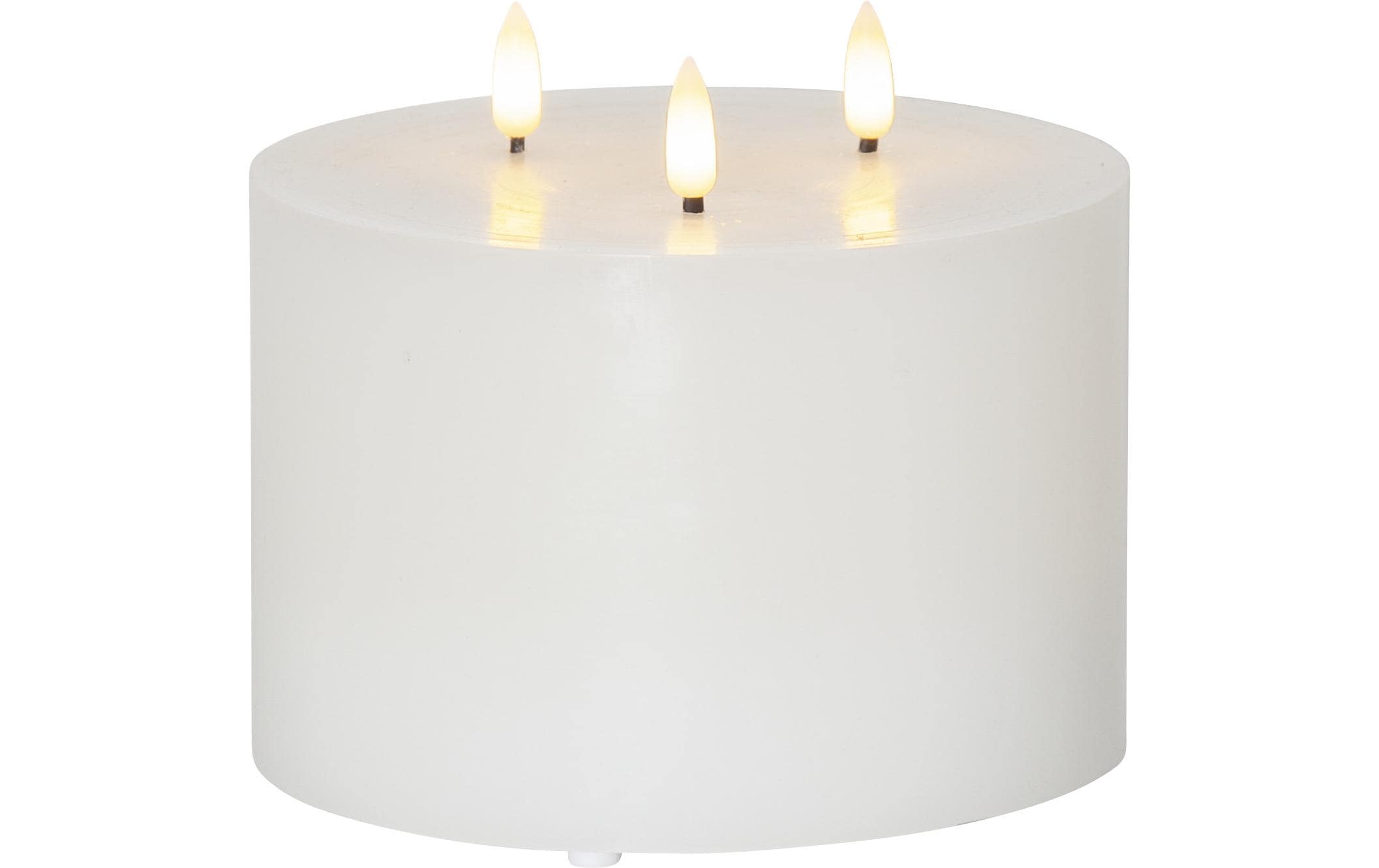 Star Trading LED-Kerze Pillar Flamme Ø 15 x 13 cm, Weiss – LED-Kerze mit Timer von Star Trading