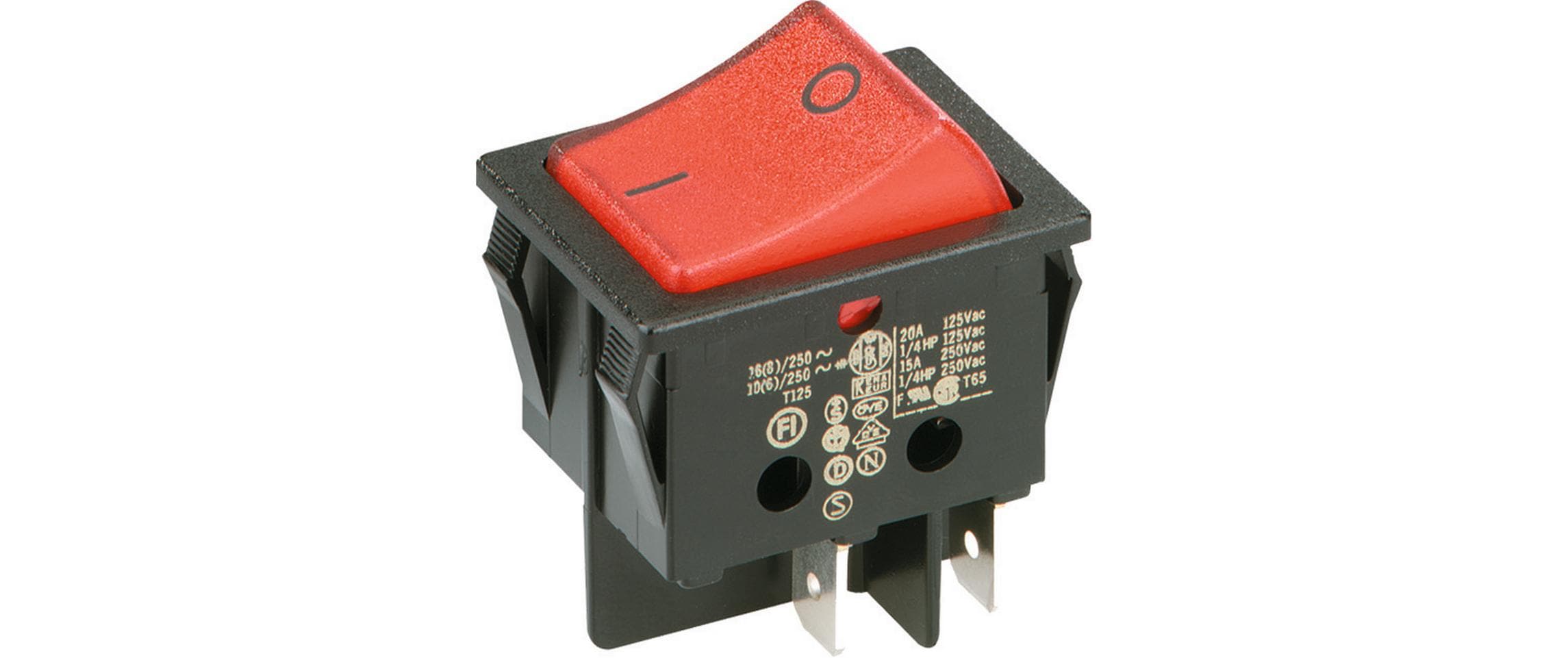 Bachmann Wippenschalter 3652, beleuchtet, 2polig schwarz/rot