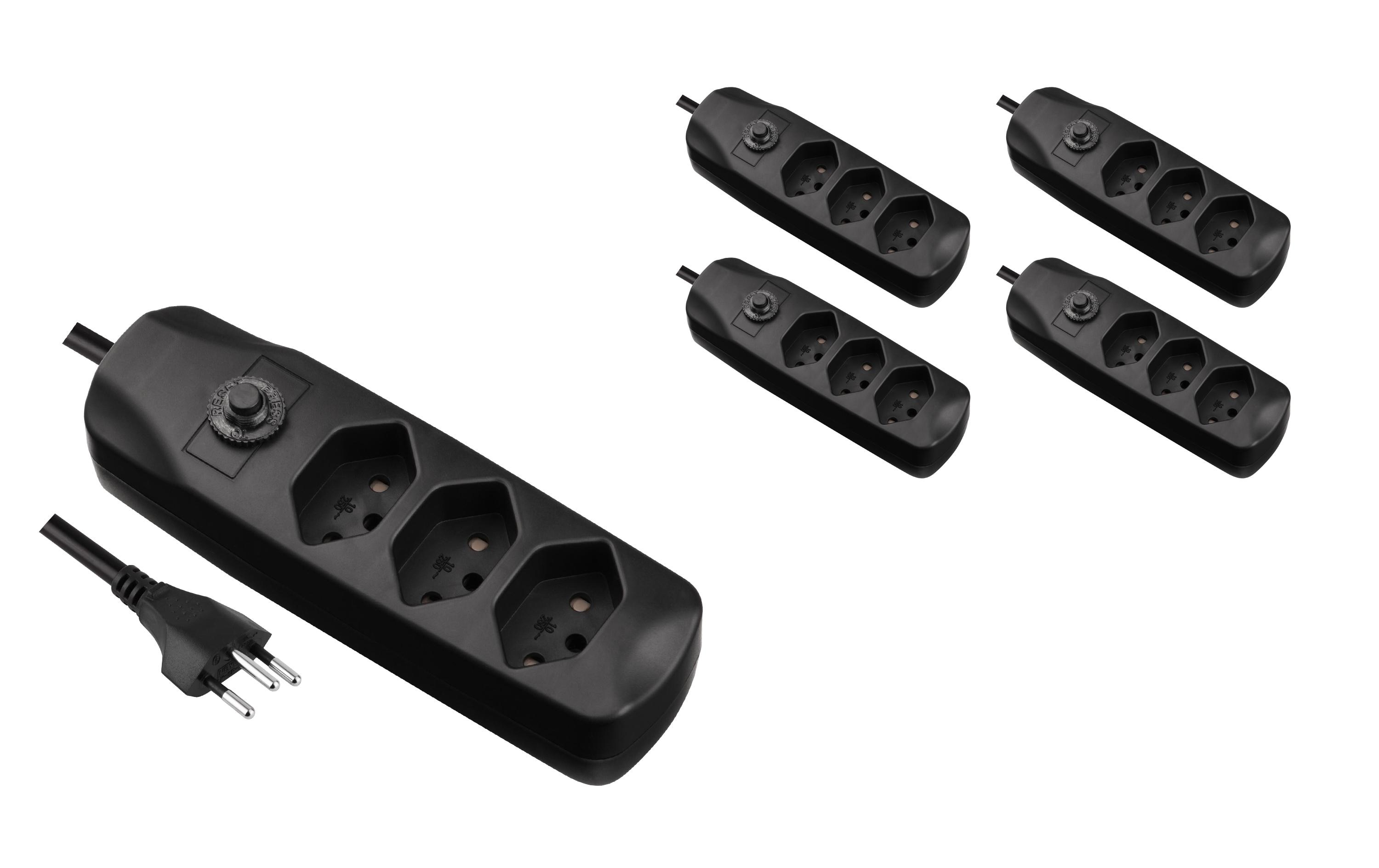 FURBER.power Steckdosenleiste mit Überlastschutz 3x T13, 5 Stück – Steckerleiste von FURBER.power