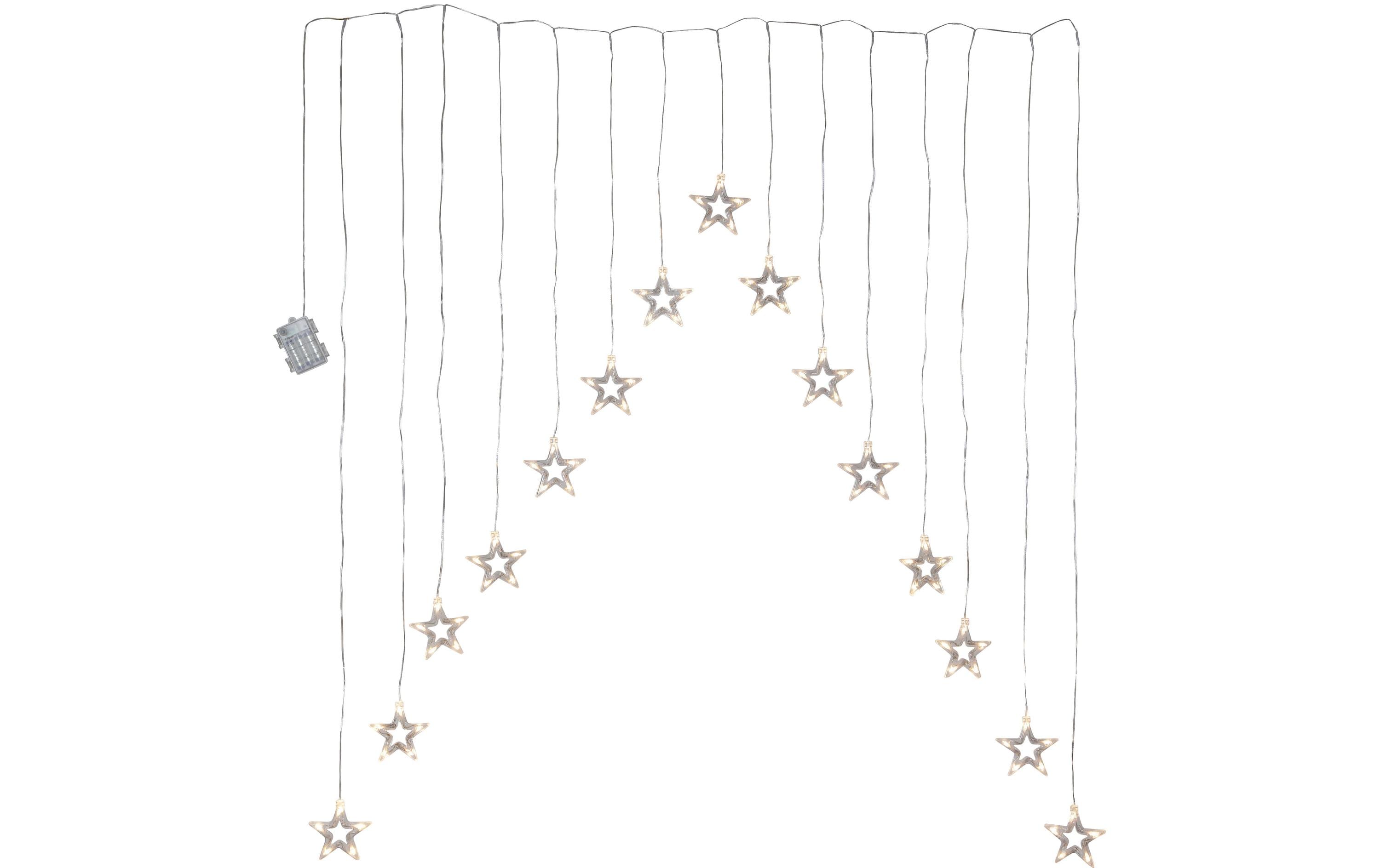 Star Trading LED-Lichtervorhang DecyStar, 15 LED, 1.25 m – LED-Lichtervorhang batteriebetrieben mit Timer von Star Trading