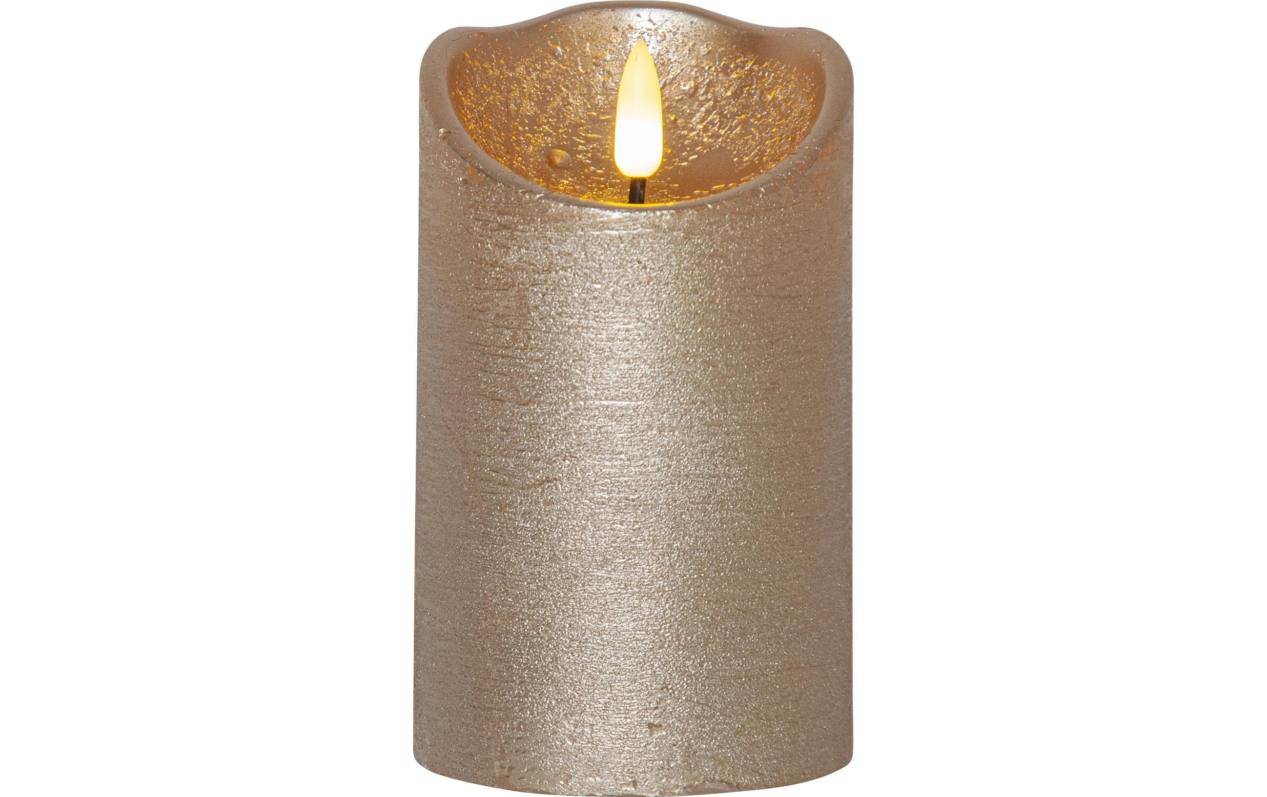 Star Trading LED-Kerze Flamme Rustic, Ø 7.5 x 12.5 cm, Gold – LED-Kerze mit Timer von Star Trading