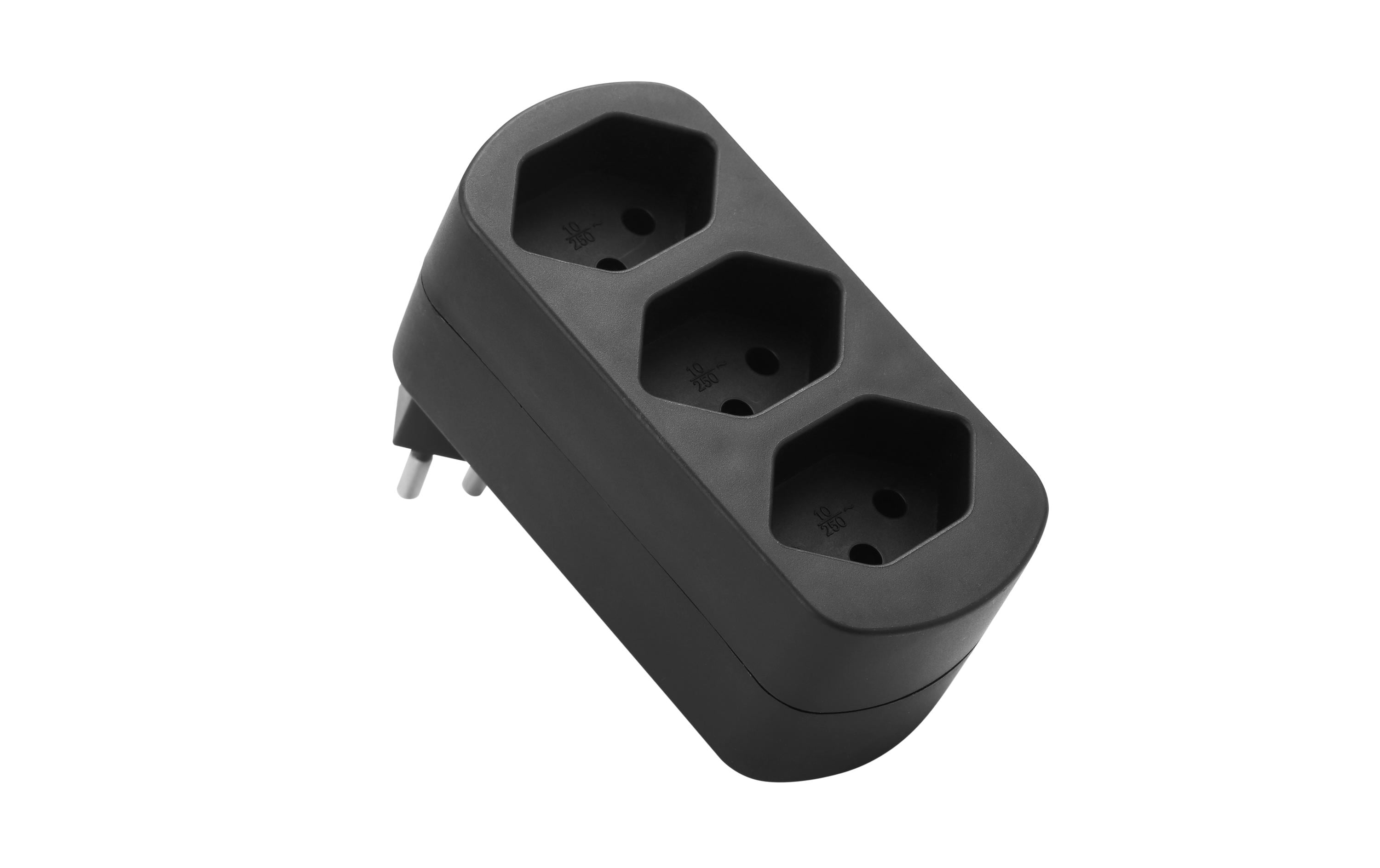 Schönenberger Abzweigstecker MOVE 3xT13 schwarz 270° drehbar 3xT13 (offen) – Mehrfachstecker von Schönenberger