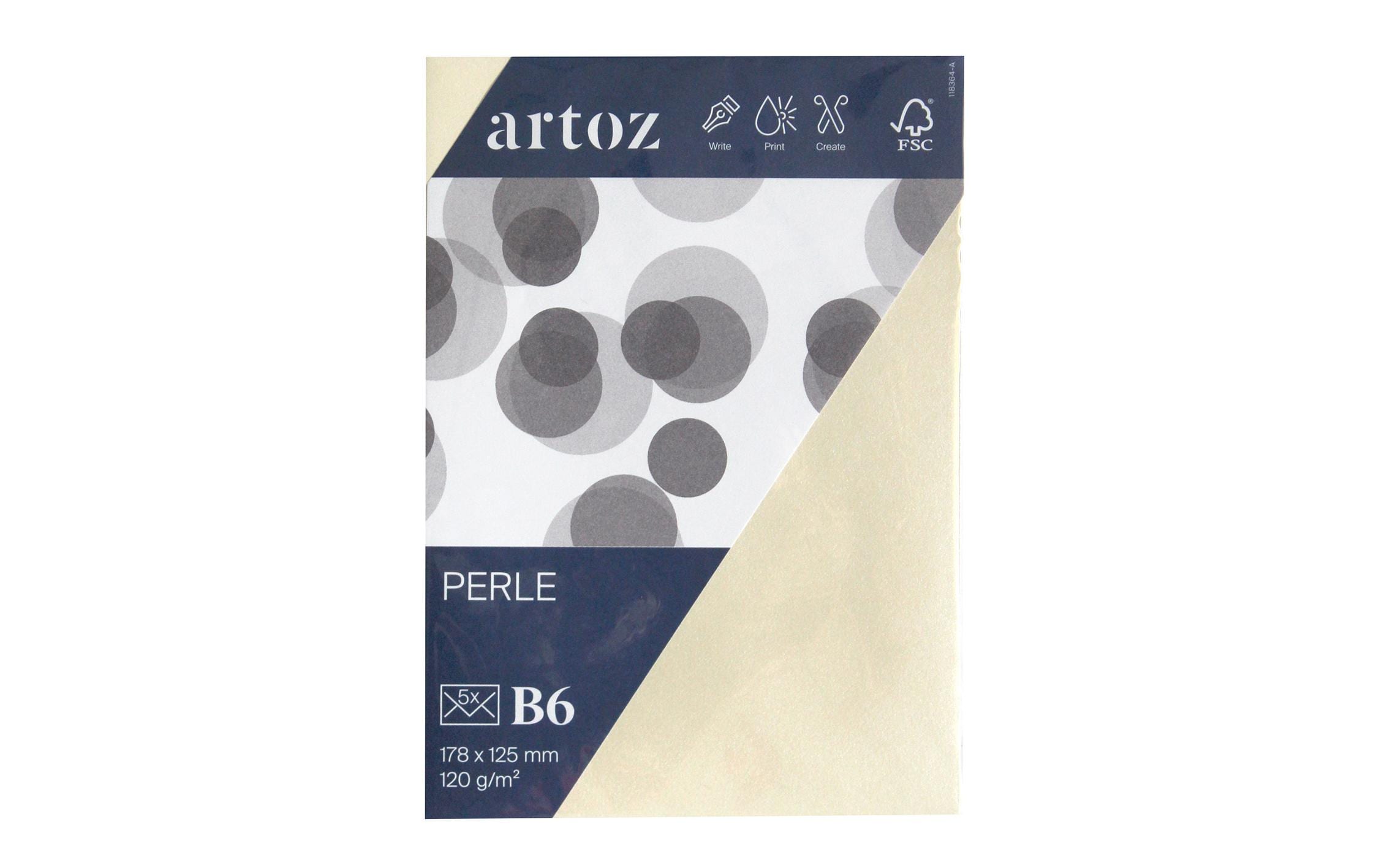 Artoz Couvert Perle B6, 5 Stück, Ivory – Couvert von Artoz