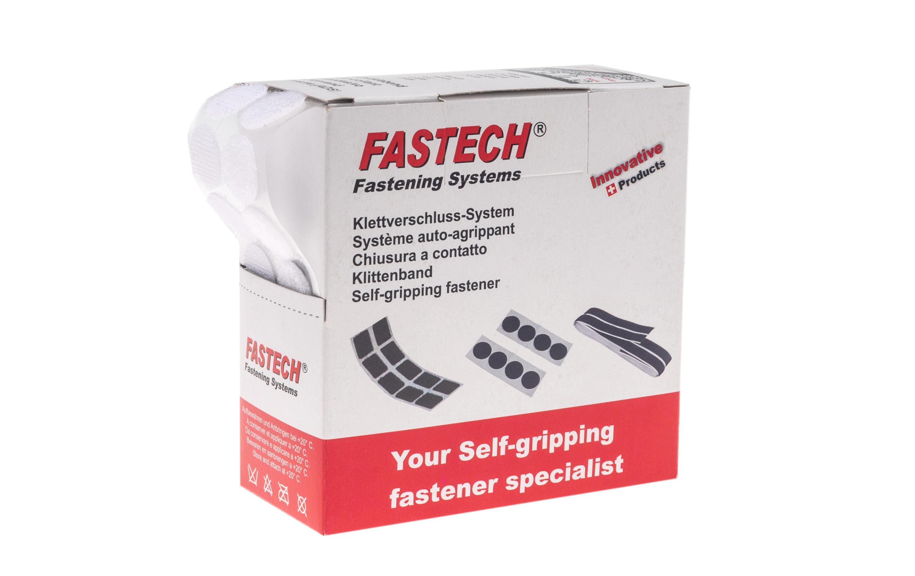 FASTECH Klettpunkte Box 20 mm x 5 m selbstklebend, Weiss – Klettband von FASTECH