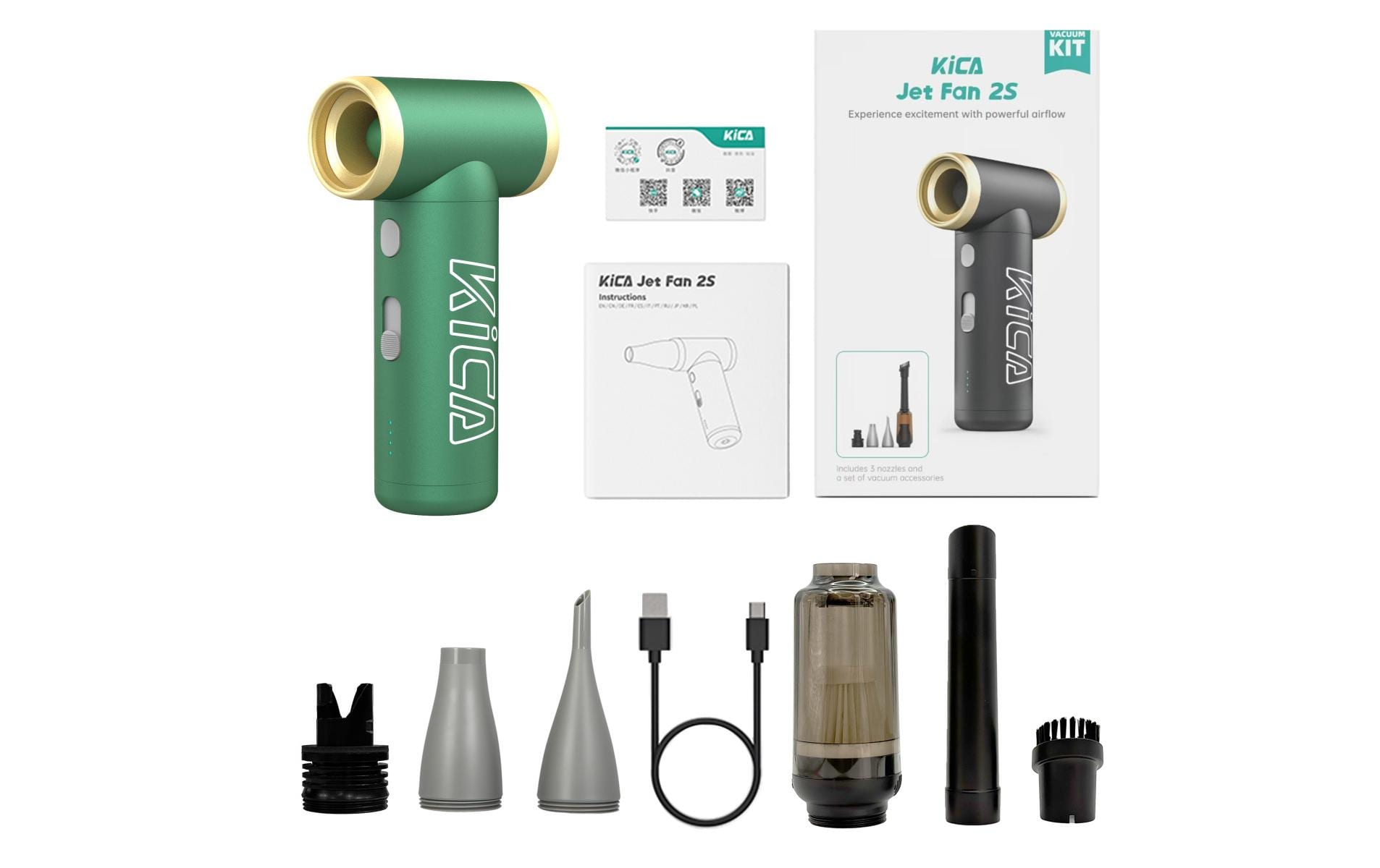 KiCA Jet Fan 2S Vacuum Kit mit Staubsaugadapter Grün