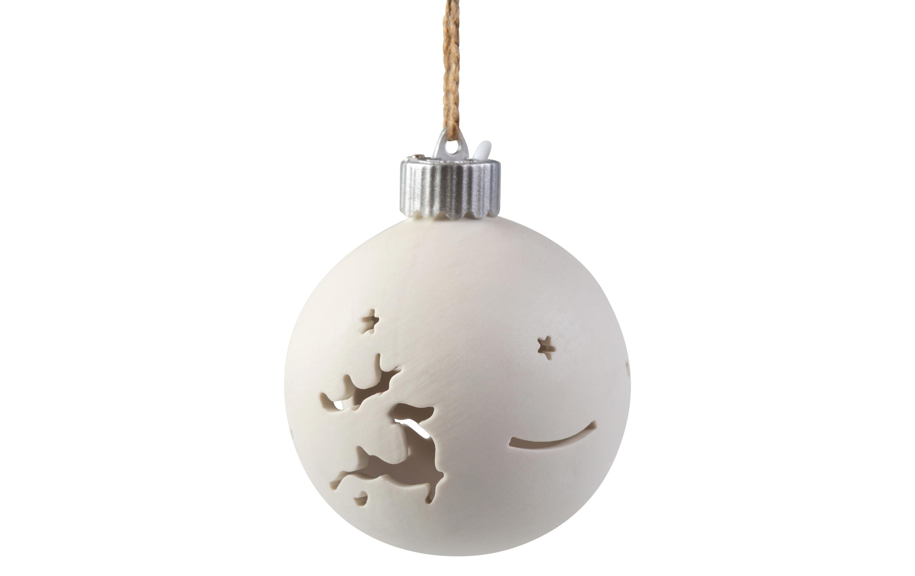 COCON LED-Kugel Rentier, Keramik, Ø 10 cm – LED-Weihnachtsdeko mit Timer von COCON