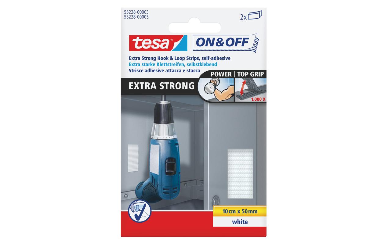 tesa Klettband On&Off Extra Strong Weiss – Klettband von tesa