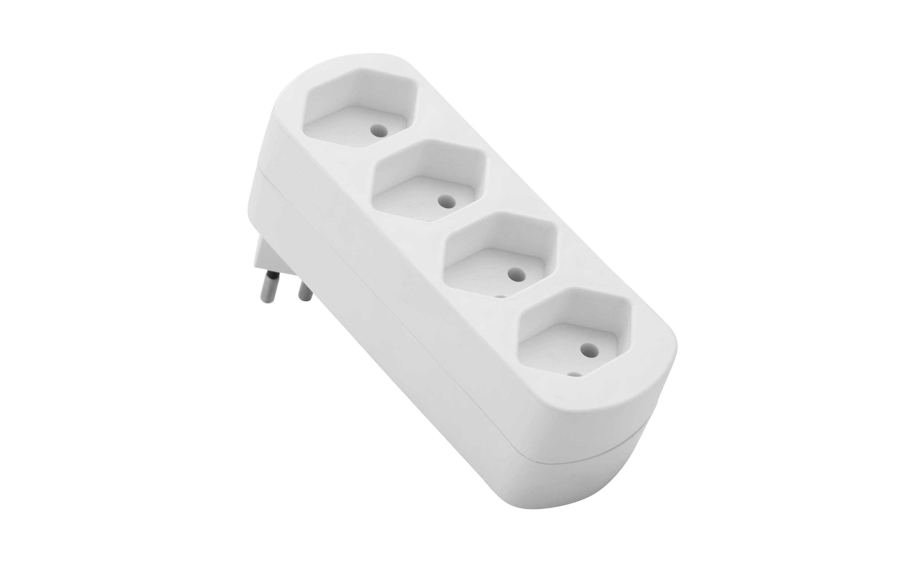 Schönenberger Abzweigstecker MOVE 4xT13 weiss 270° drehbar (offen) – Mehrfachstecker von Schönenberger