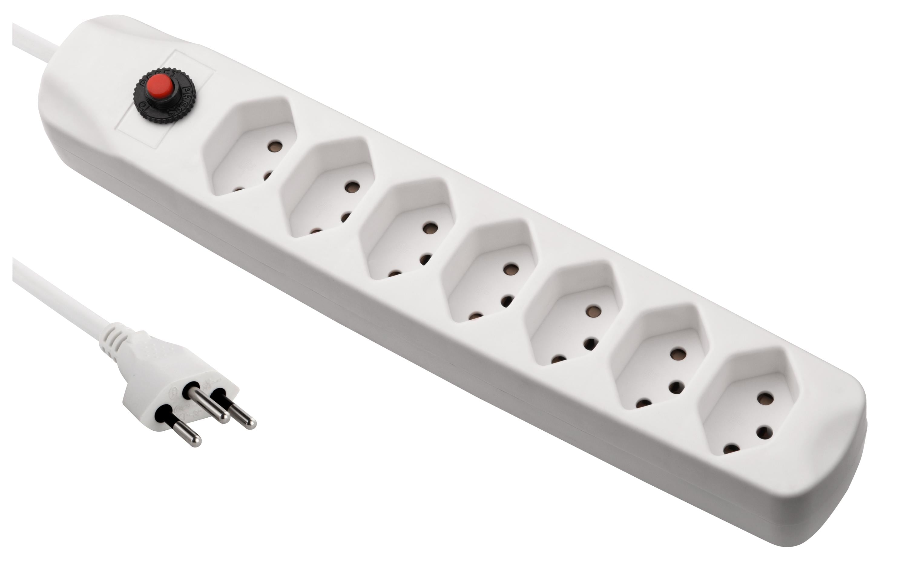 FURBER.power Steckdosenleiste mit Überlastschutz 7x T13 Weiss – Steckerleiste von FURBER.power