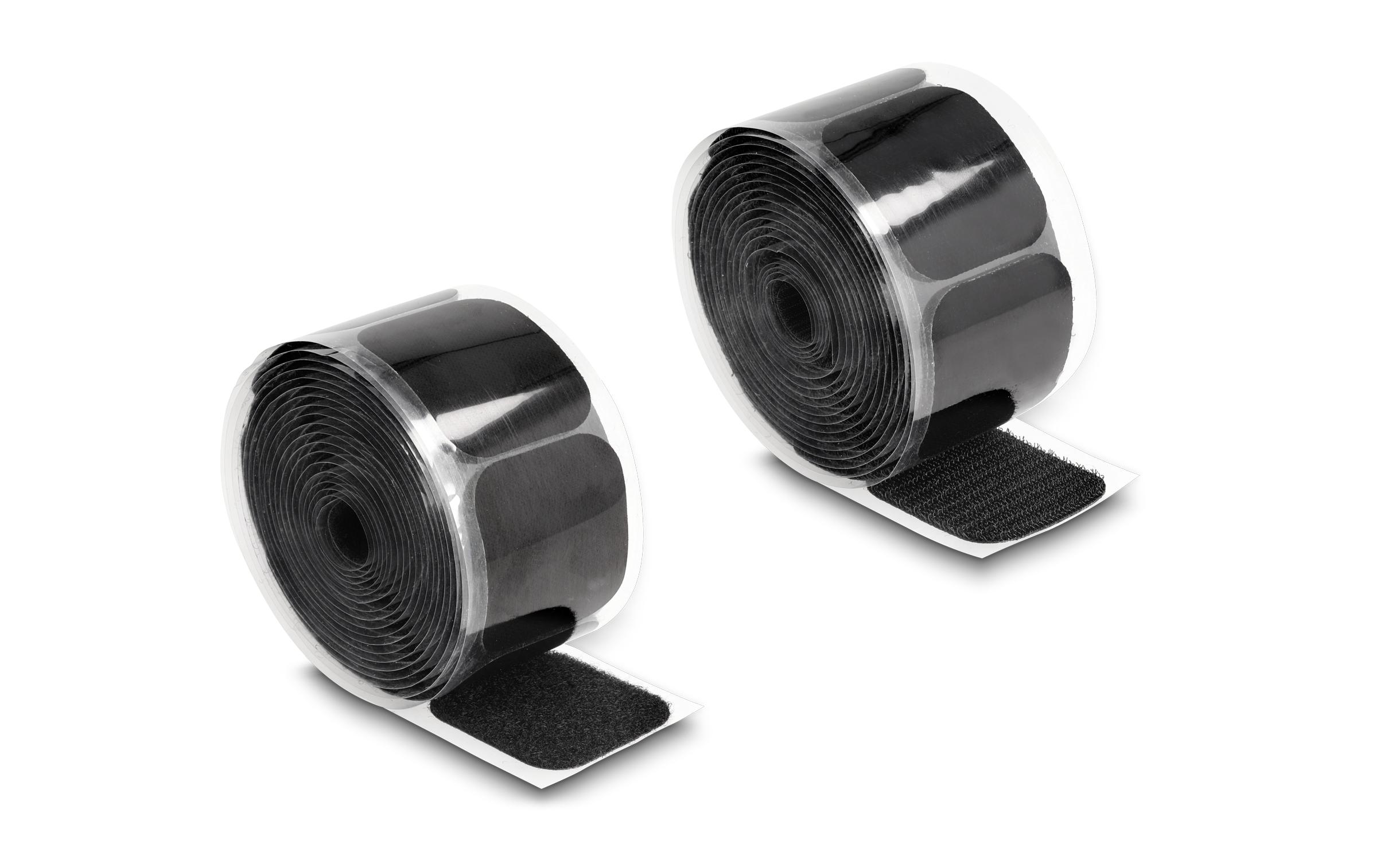 Delock Klettpad auf Rolle selbstklebend Schwarz, 5 m – Klettband von Delock