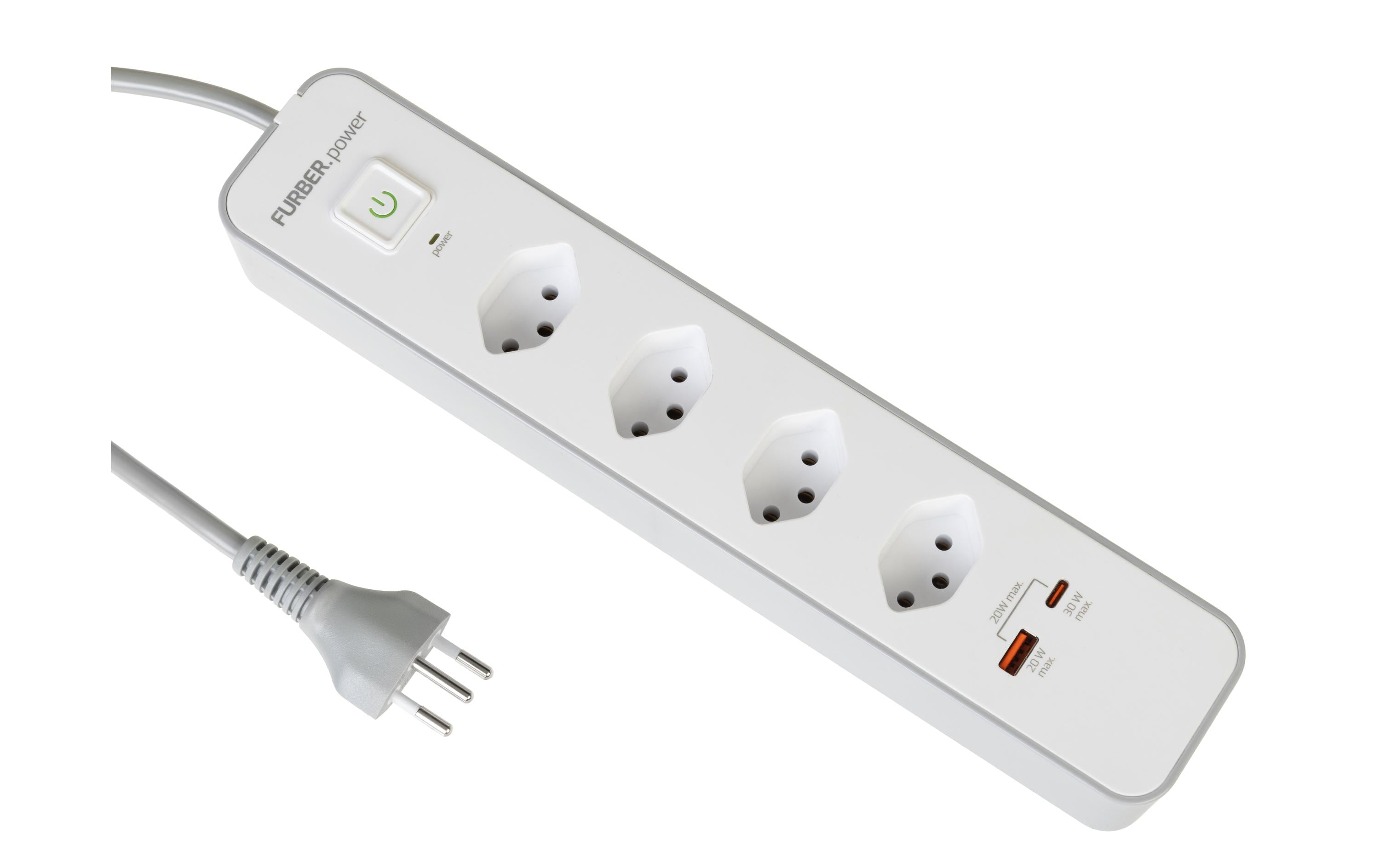 FURBER.power Steckdosenleiste 4 x T13, USB-C, USB-A – Steckerleiste von FURBER.power