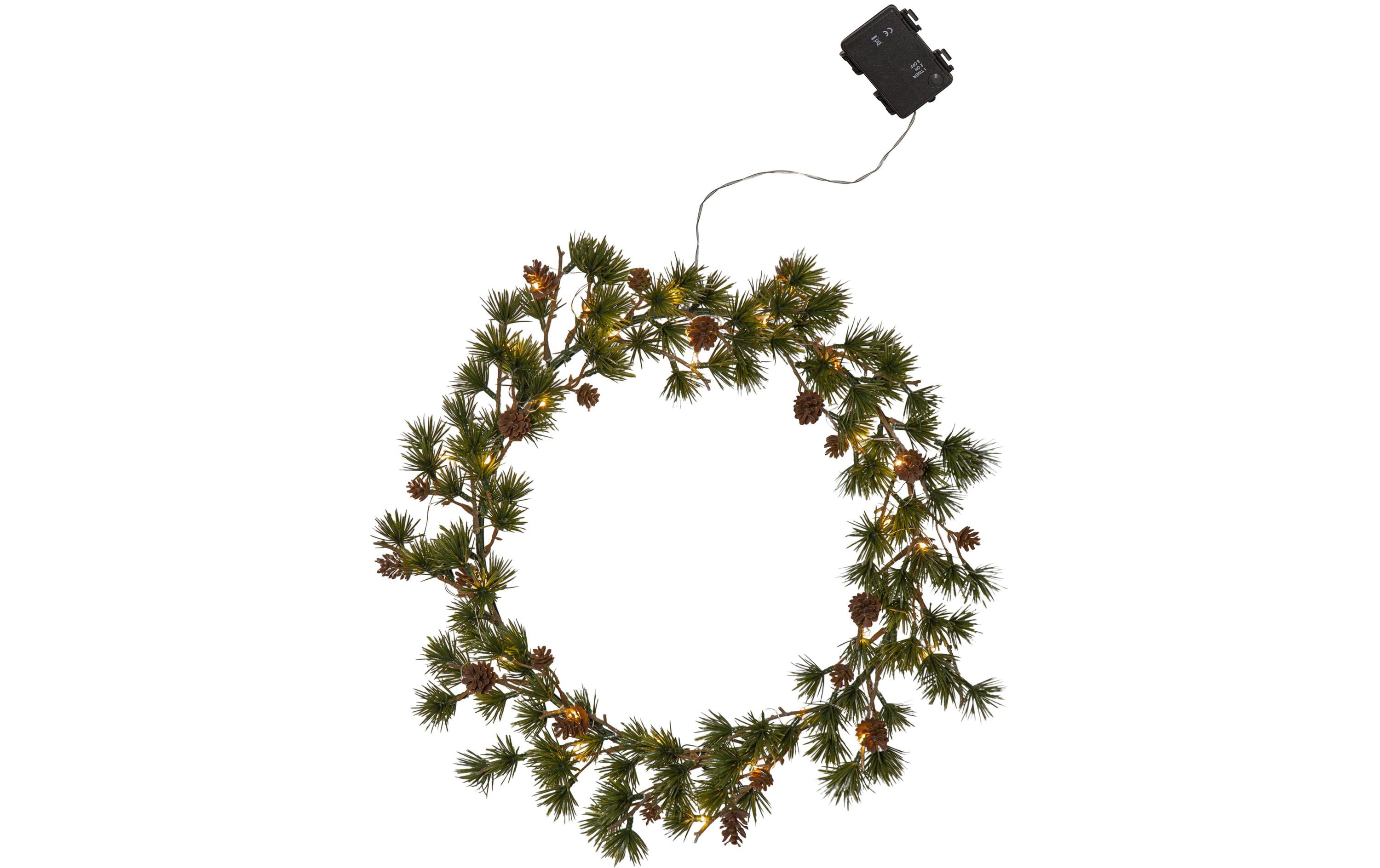 Star Trading LED-Weihnachtskranz Larix, Ø 40 cm, Grün – LED-Kranz von Star Trading