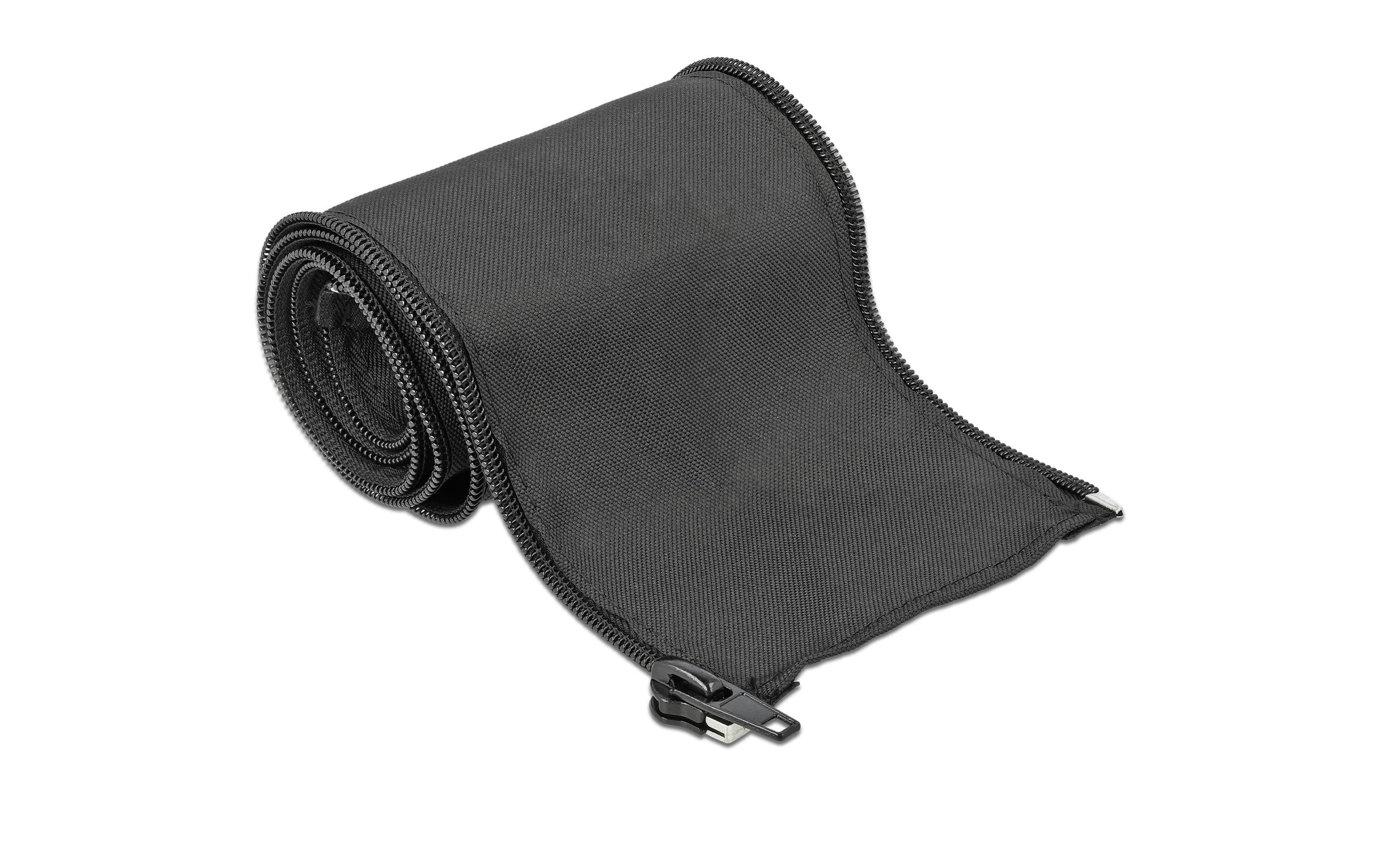 Delock Kabelschlauch 1 m x 35 mm, mit Reissverschluss Schwarz – Kabelschlauch von Delock
