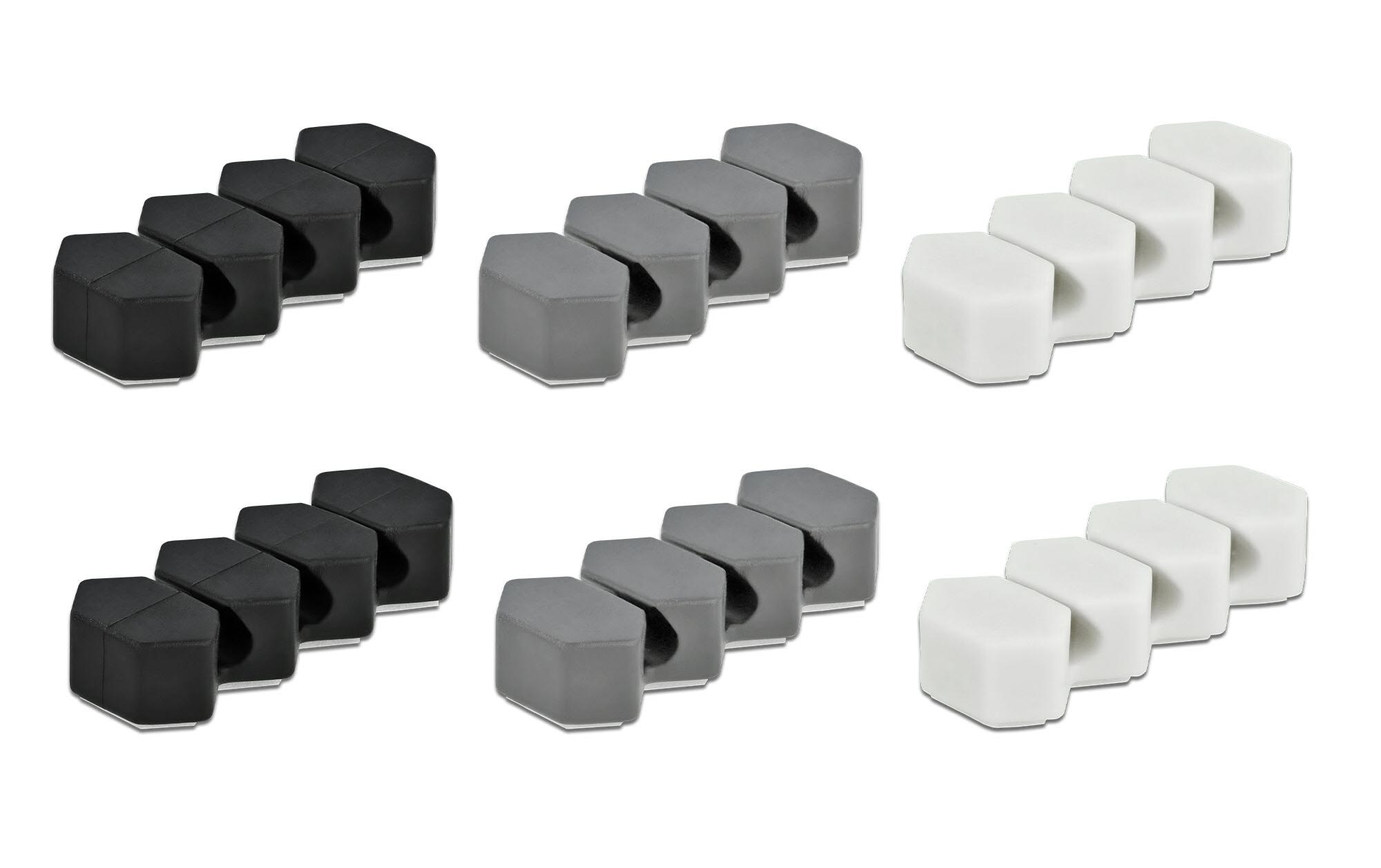 Delock Kabelhalter wabenförmig Set, mit 3 Durchführungen 6 Stück – Kabelhalter von Delock