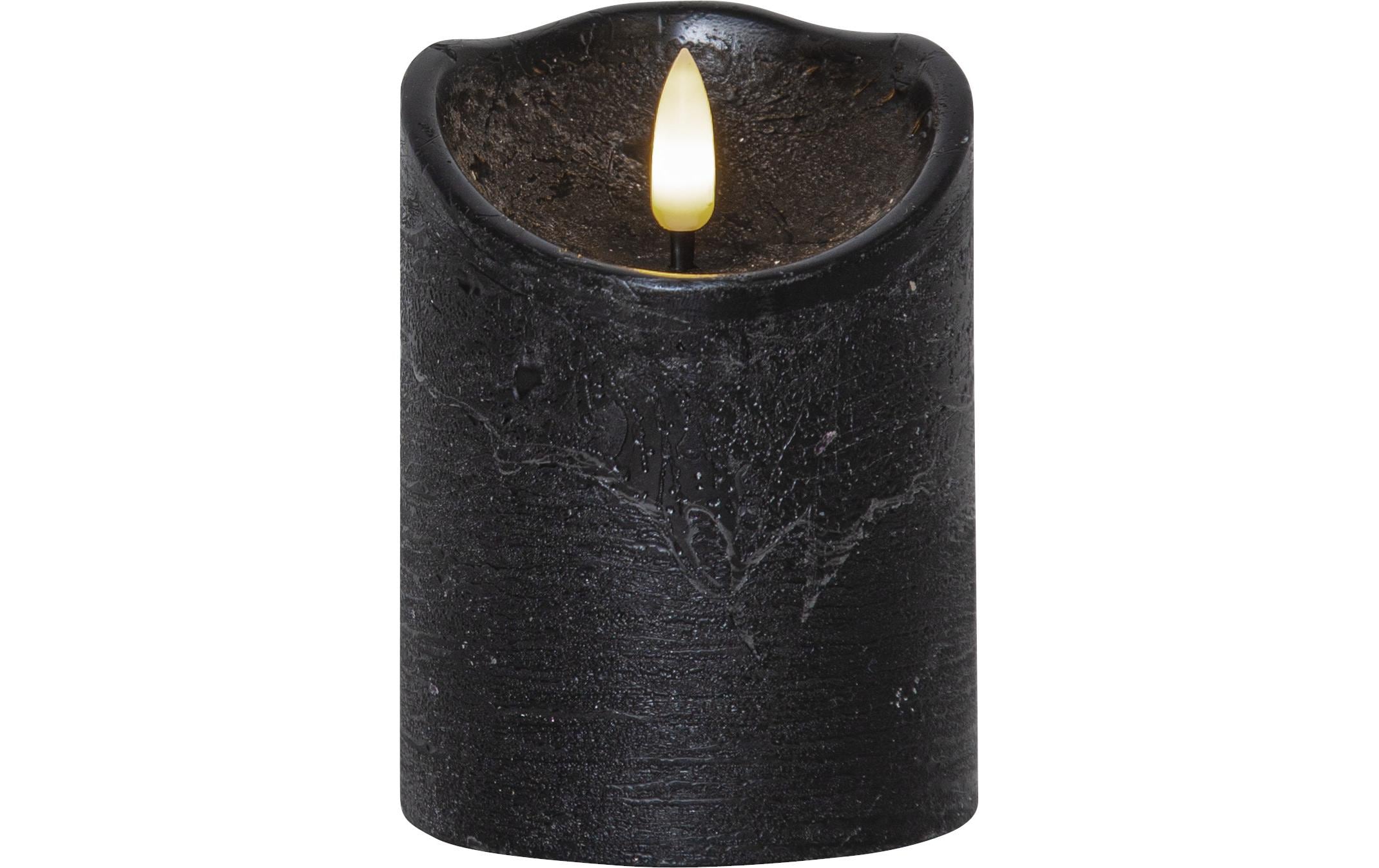Star Trading LED-Kerze Flamme Rustic, Ø 7.5 x 10 cm, Schwarz – LED-Kerze mit Timer von Star Trading