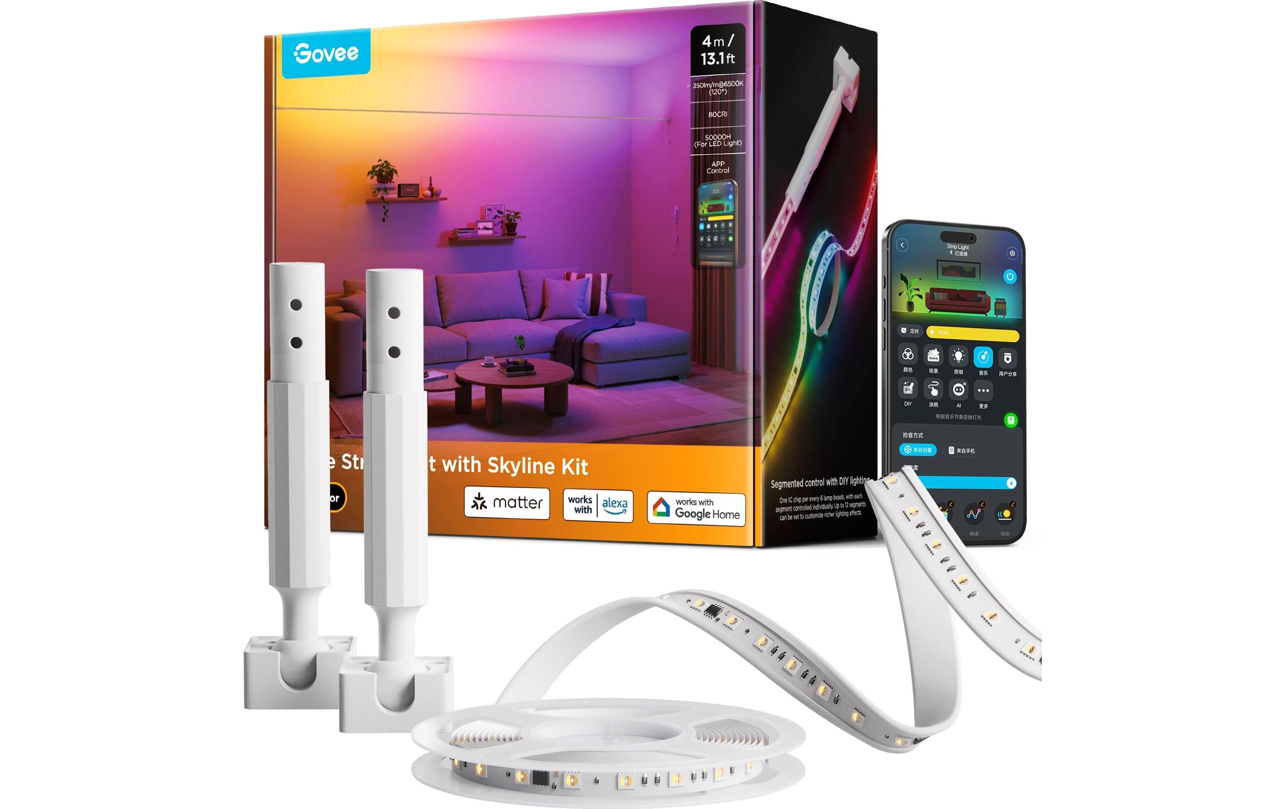 Govee LED Stripe RGBICWW Skyline Strip Light – Smarter LED-Streifen RGBICWW mit Netzteil von Govee