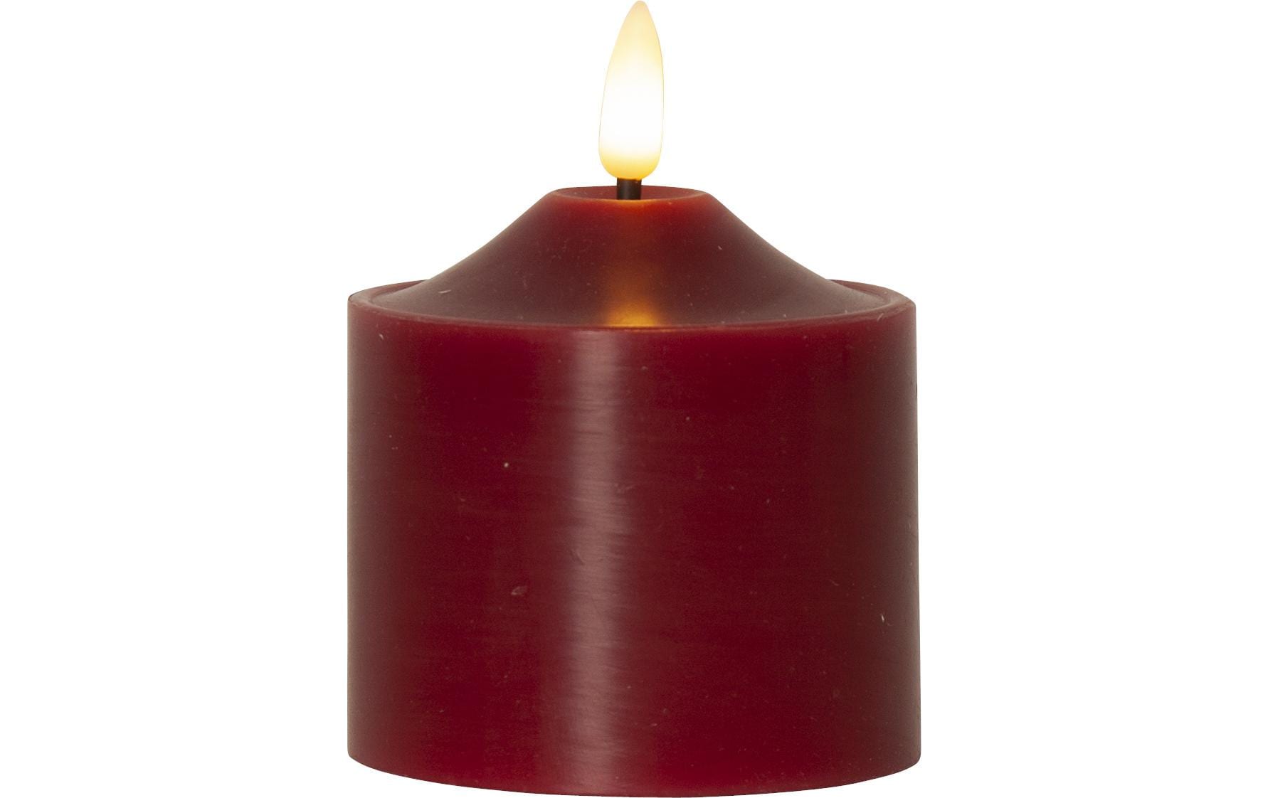 Star Trading LED-Kerze Pillar Flamme, 9.5 cm, Rot – LED-Kerze mit Timer von Star Trading
