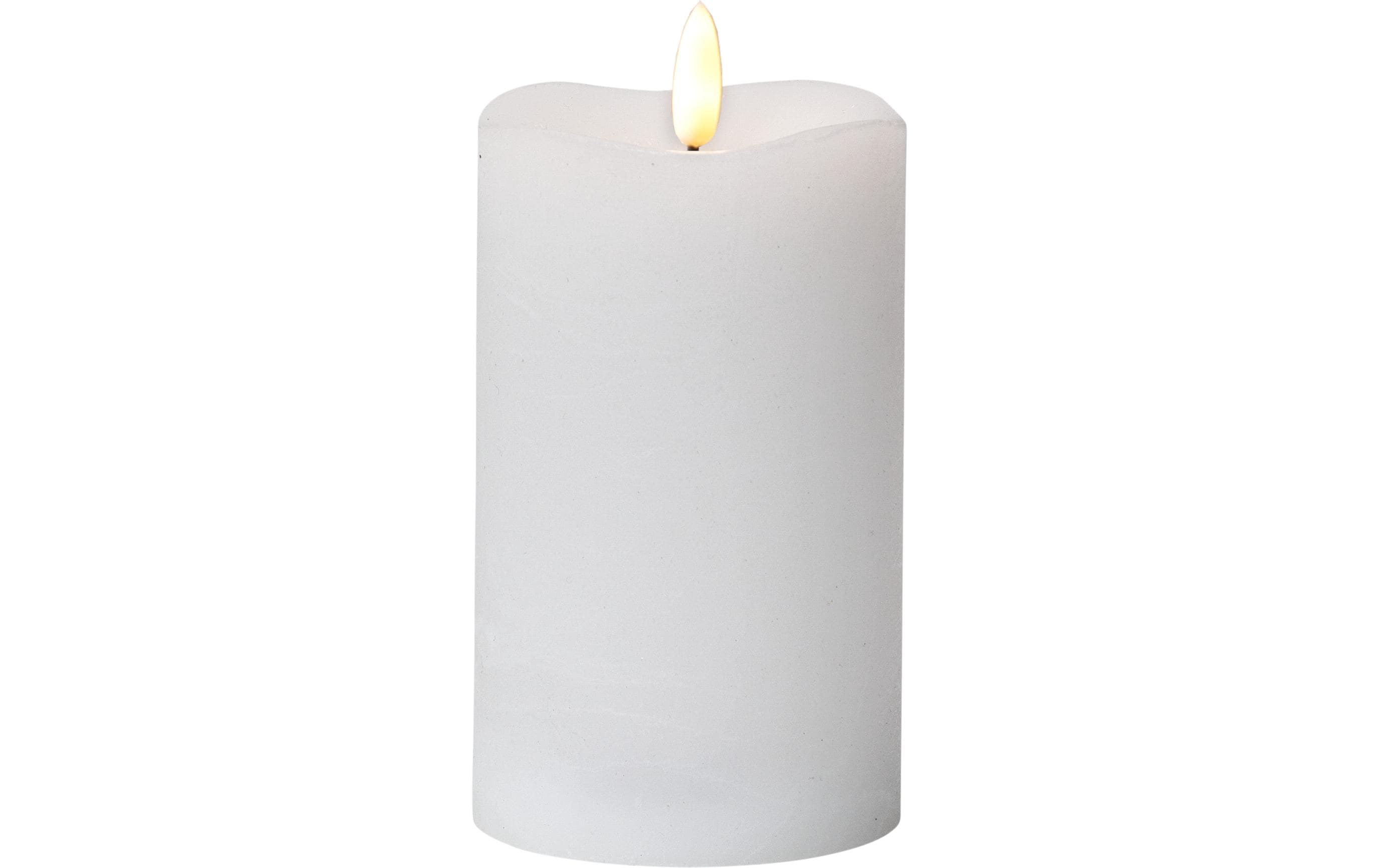 Star Trading LED-Kerze Pillar Flamme Ø 7.5 x 14 cm, Weiss – LED-Kerze mit Timer von Star Trading