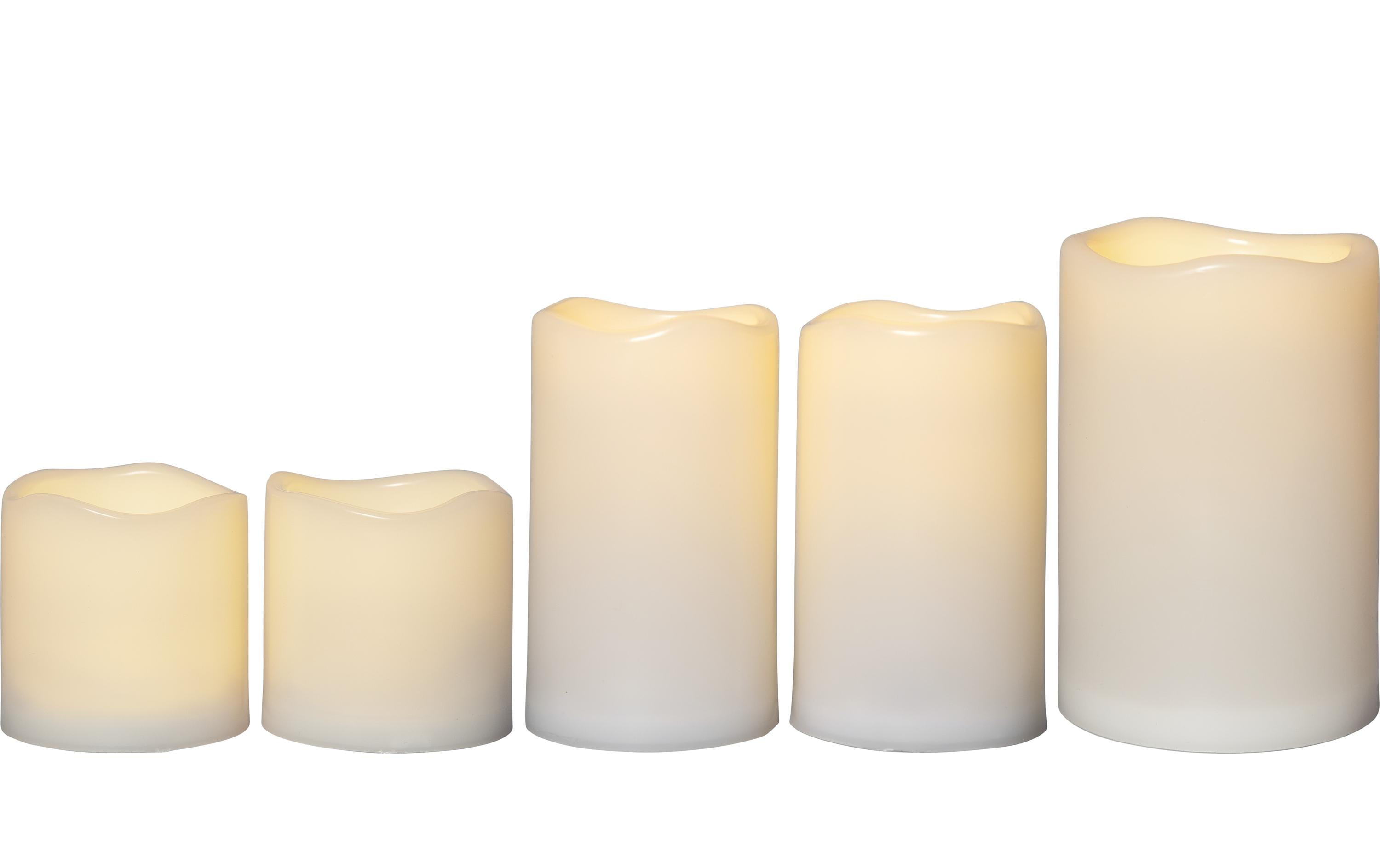 Star Trading LED-Kerzen Set Pillar Paul, Ø 7.5/10 x 7.5/12/15 cm, Beige – LED-Kerzen-Set von Star Trading