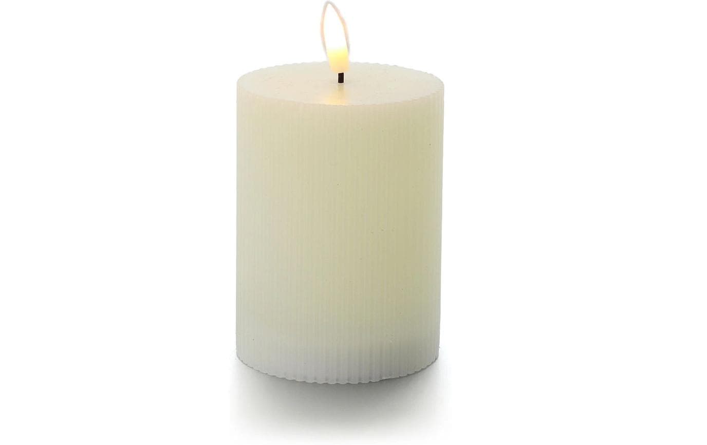 balthasar LED Zylinderkerze Rillen, Creme – LED-Kerze mit Timer von balthasar