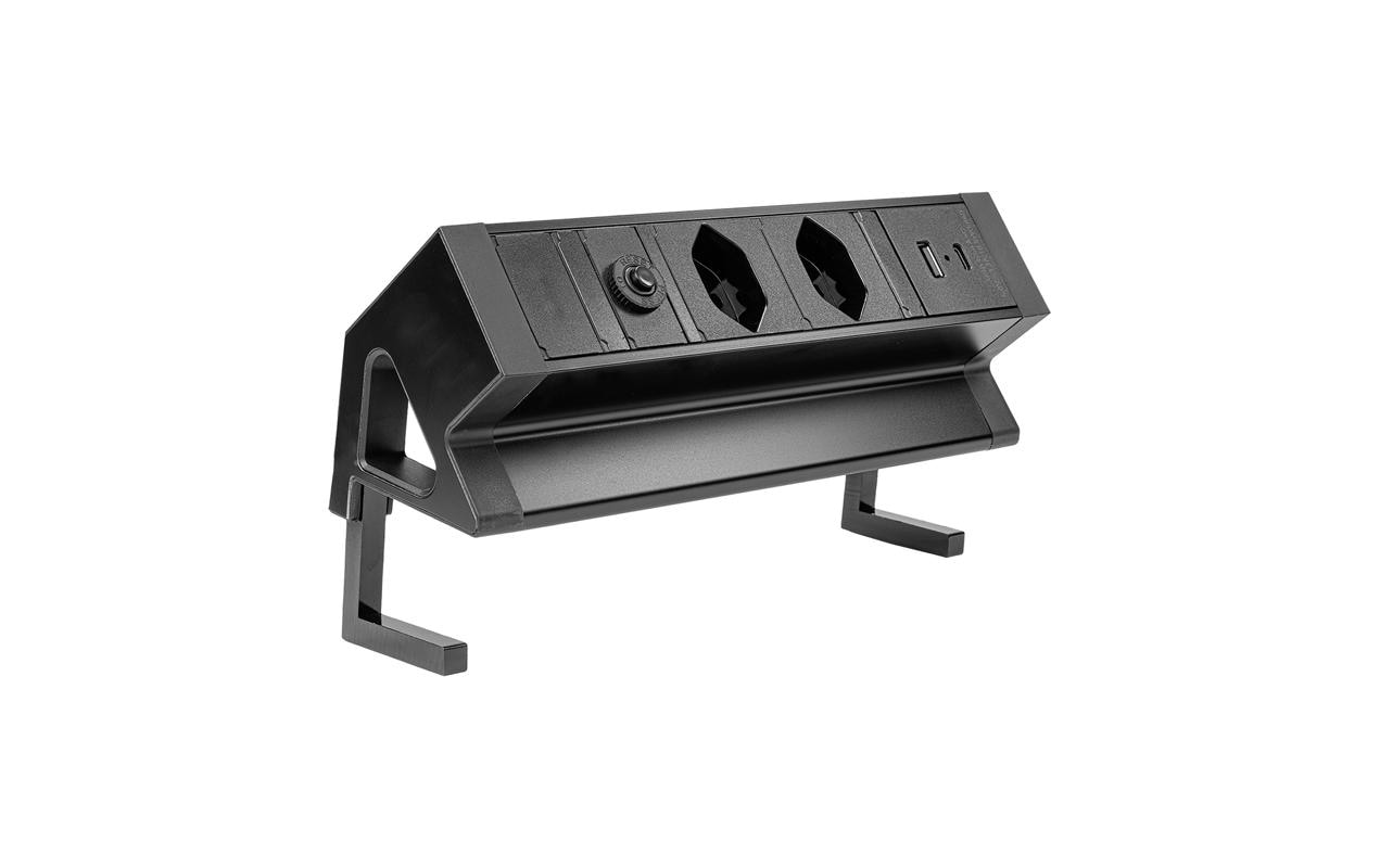 STEFFEN Tischsteckdosenleiste ALU DESK 2x T13, USB-A+C, Schwarz – Tischsteckdosenleiste von STEFFEN