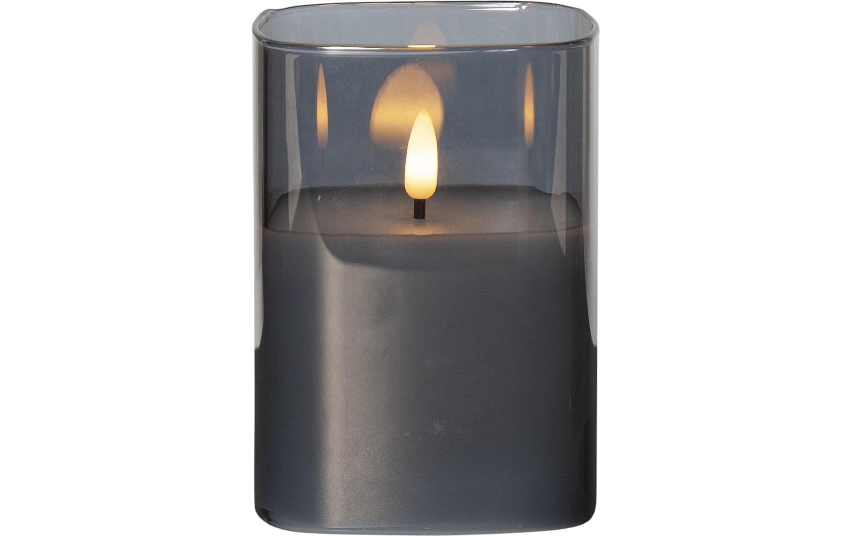Star Trading LED-Kerze Pillar Flamme Ø 9 x 12.5 cm, Schwarz – LED-Kerze mit Timer von Star Trading
