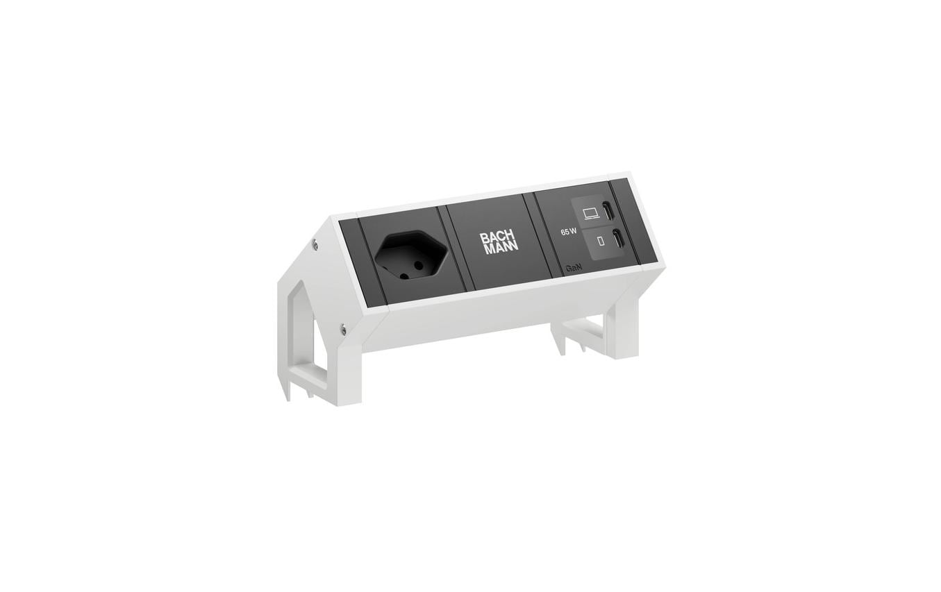 Bachmann Tischsteckdosenleiste DESK2 1xT13 1xUSB C/C 65W 0.2m RAL9010 – Tischsteckdosenleiste von Bachmann