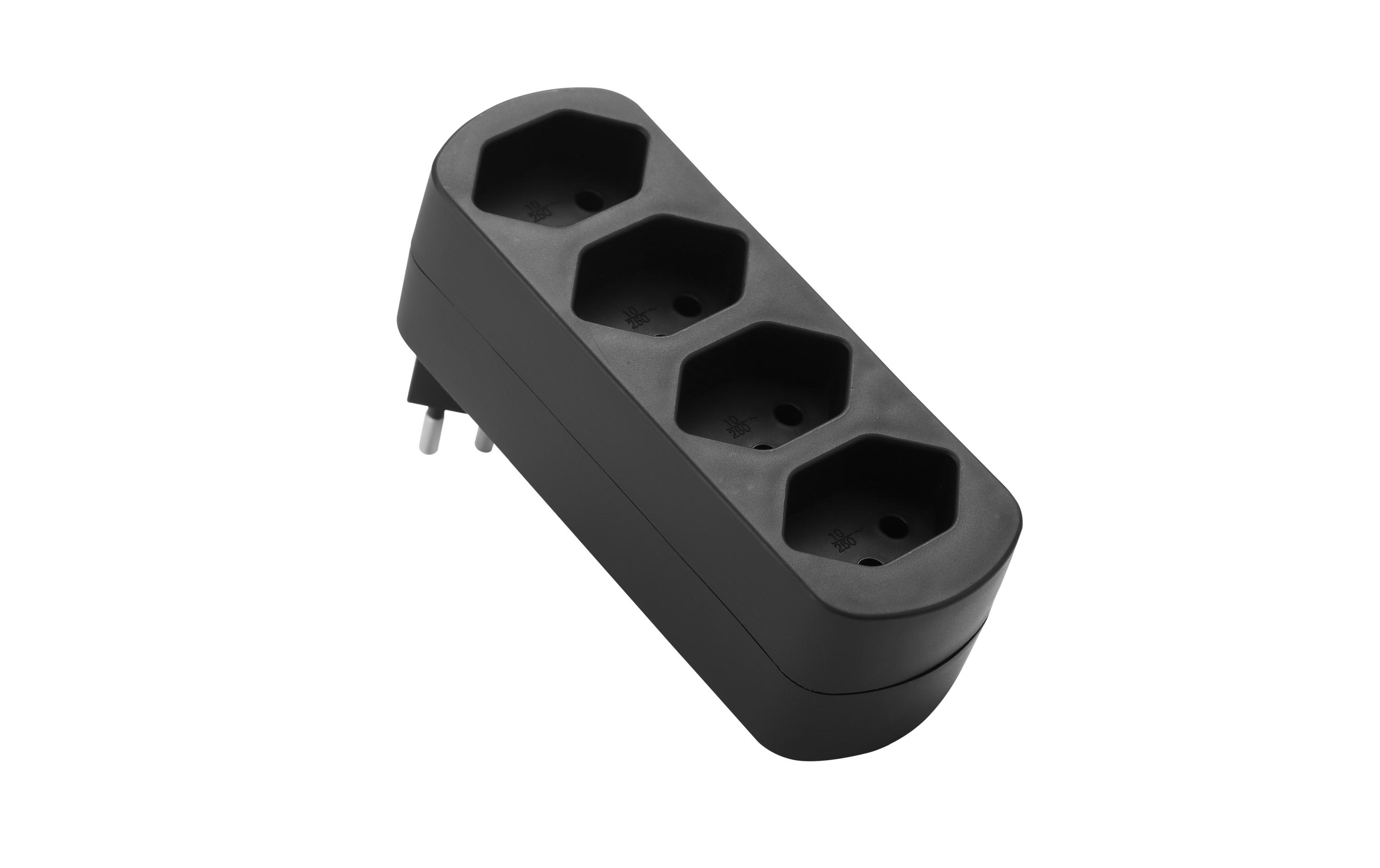 Schönenberger Abzweigstecker MOVE 4xT13 schwarz 270° drehbar (offen) – Mehrfachstecker von Schönenberger