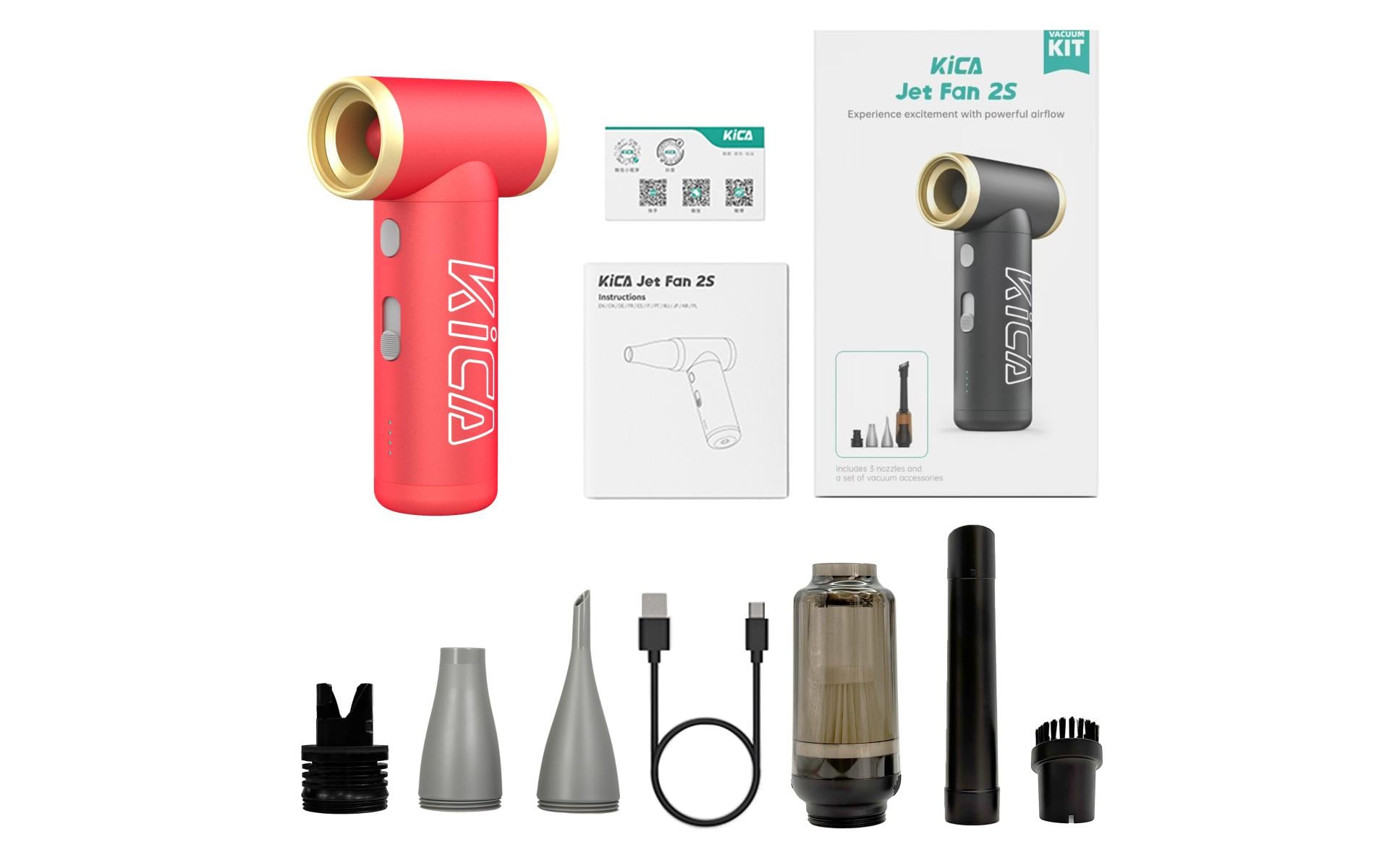 KiCA Jet Fan 2S Vacuum Kit mit Staubsaugadapter Rot