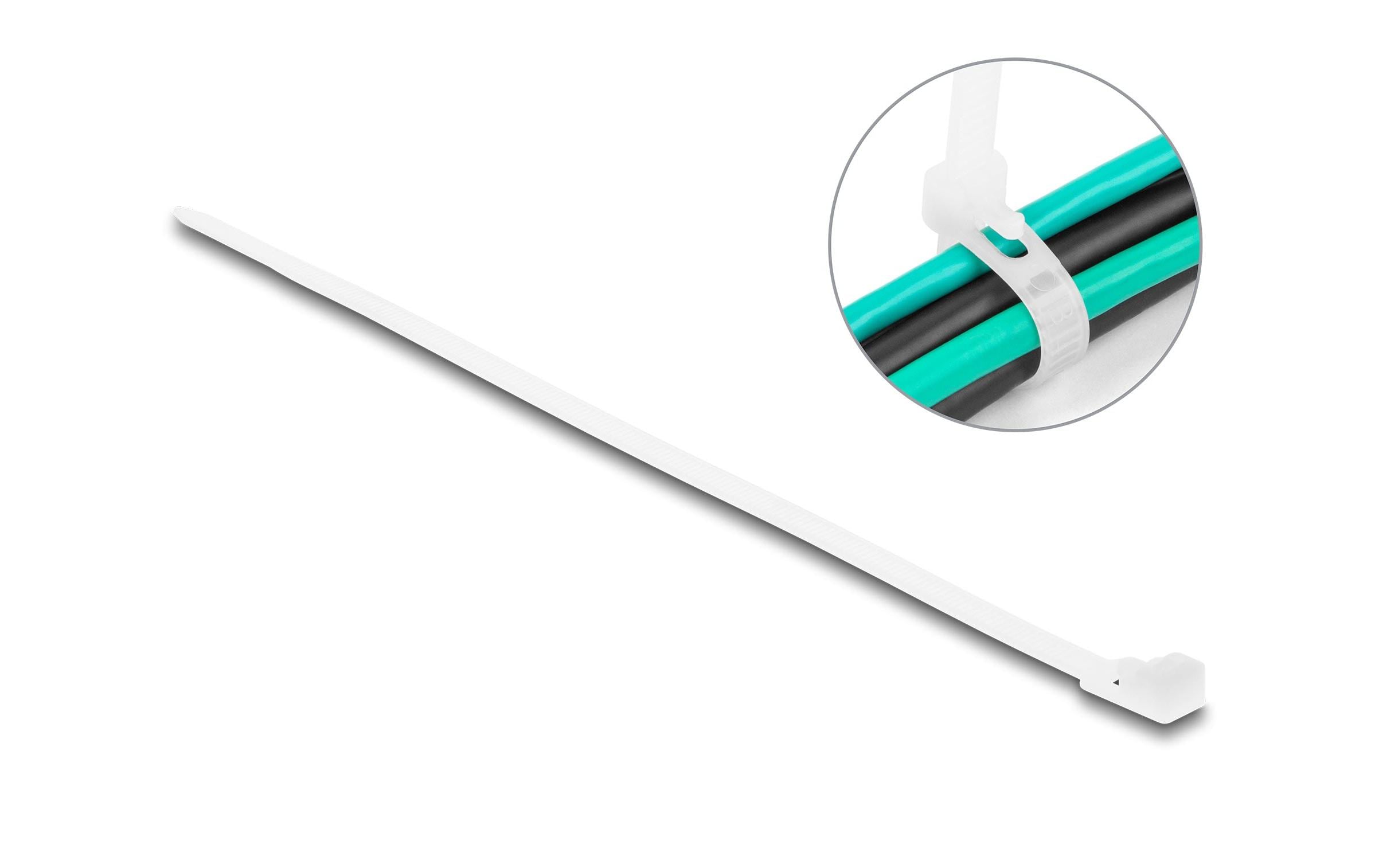 Delock Kabelbinder Weiss 200 mm x 4.8 mm, 100 Stück – Kabelbinder von Delock