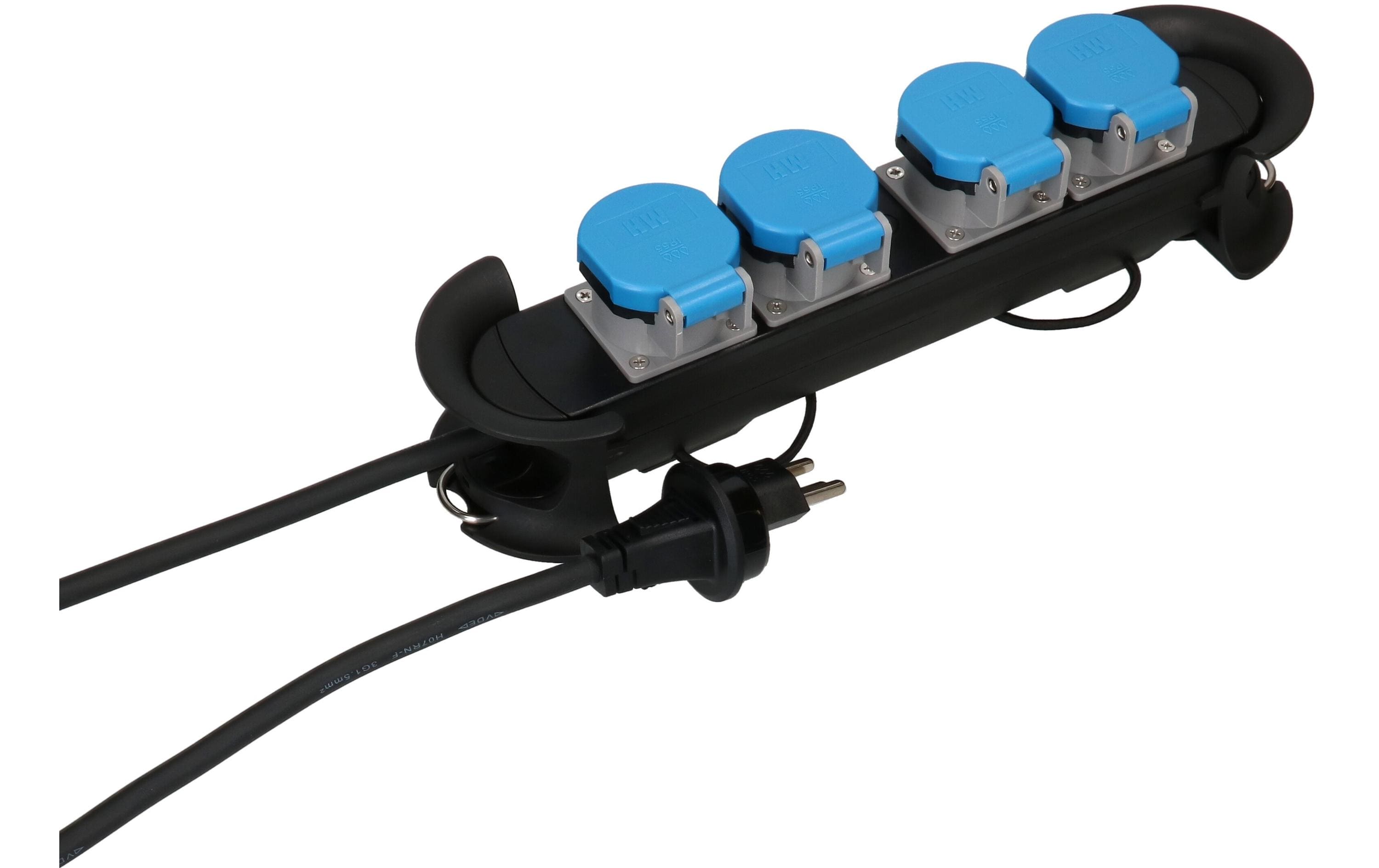 Max Hauri Steckdosenleiste Construct Line 4x Typ 23 schwarz/blau 5m