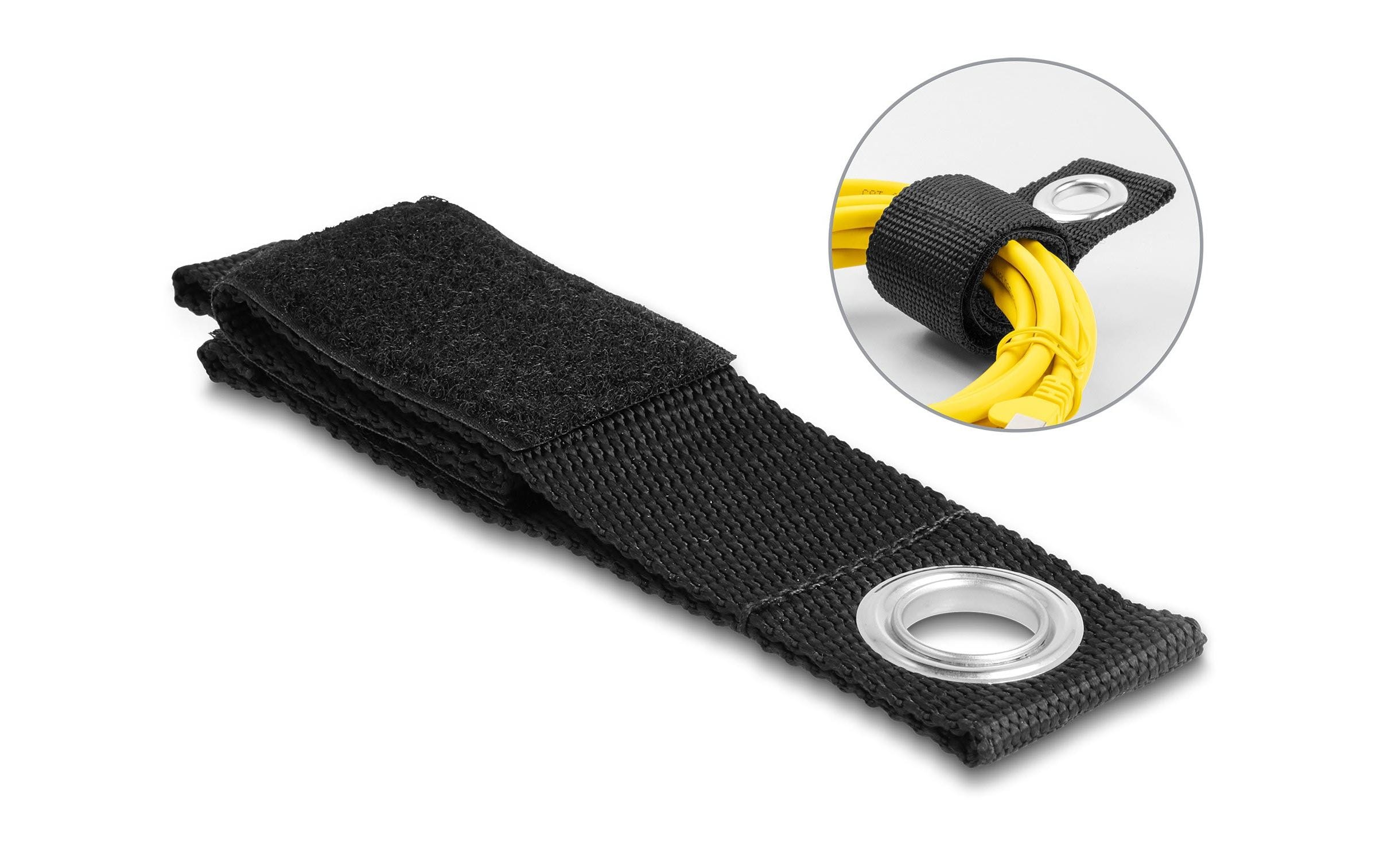 Delock Klettkabelbinder Schwarz 260 mm x 38 mm – Klettkabelbinder von Delock
