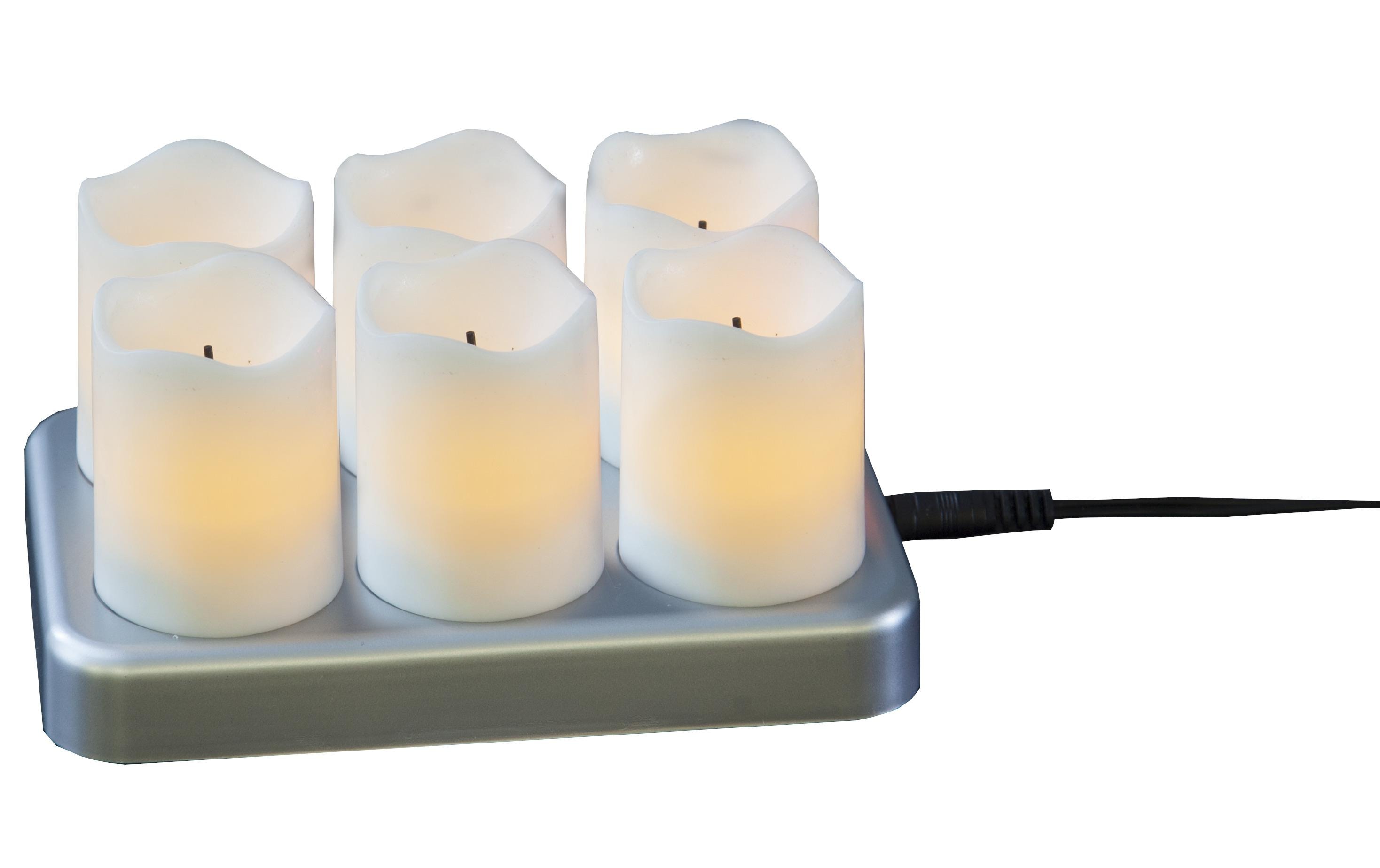 Star Trading LED-Kerzen Set Chargeme Ø 4 x 7 cm, Weiss, 6 Stk – LED-Kerze von Star Trading