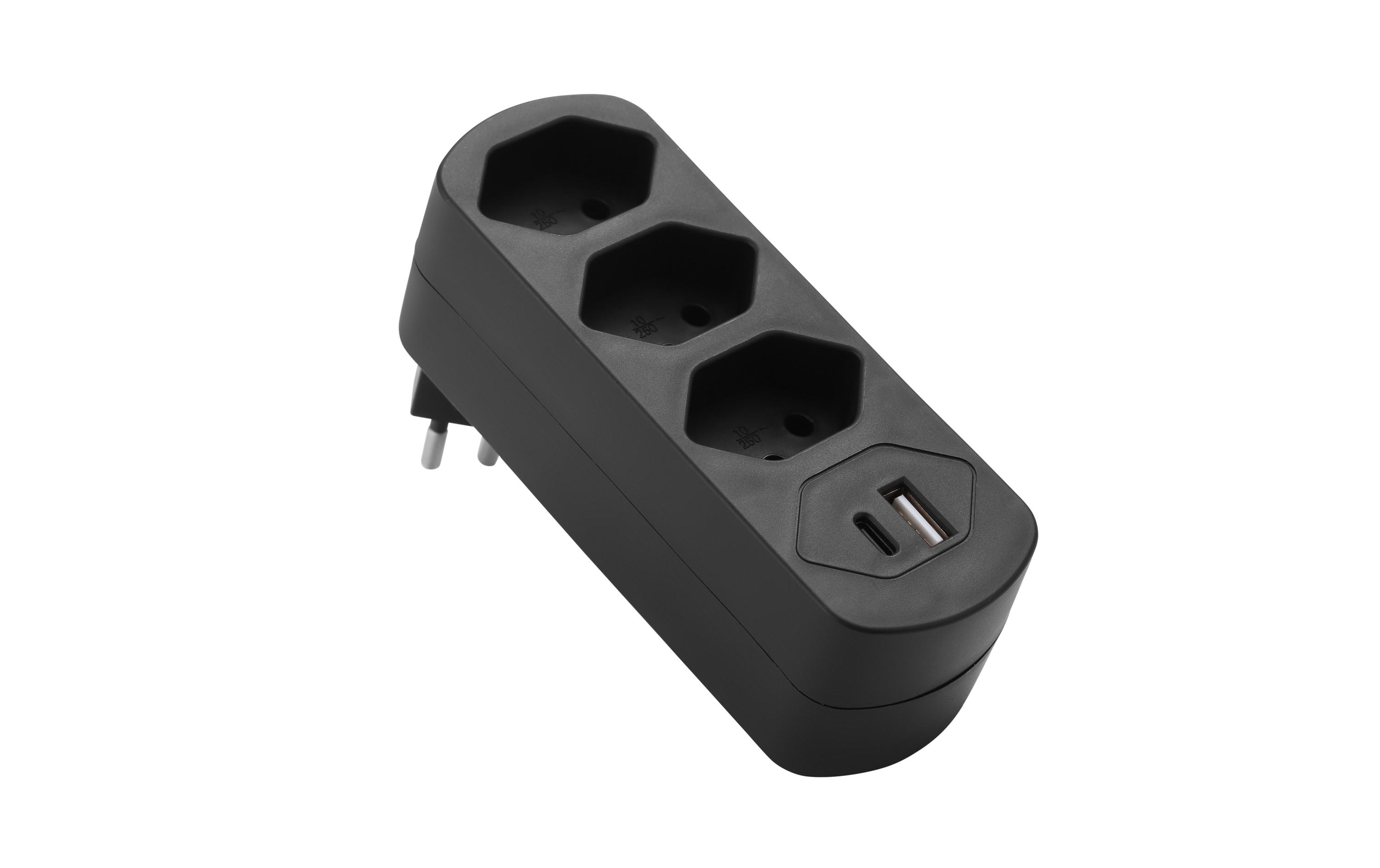 Schönenberger Abzweigstecker MOVE 3xT13 mit USB PD30W – Mehrfachstecker von Schönenberger